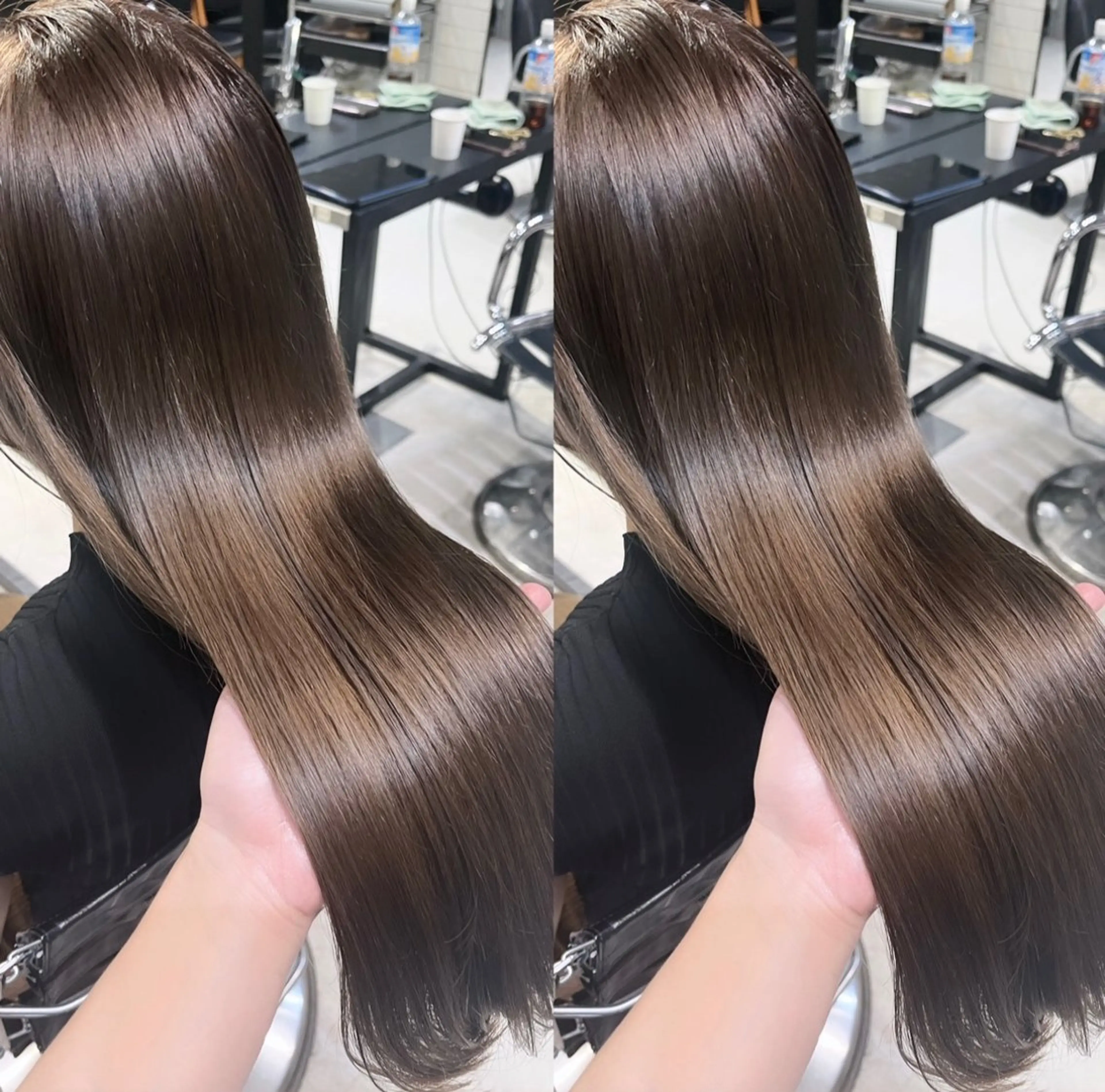 ロング カラー パーマ ヘアアレンジ カット ヘアカラー トリートメント ヘッドスパ 透明感/オリーブ/ グレージュ/YUKAのヘアスタイル