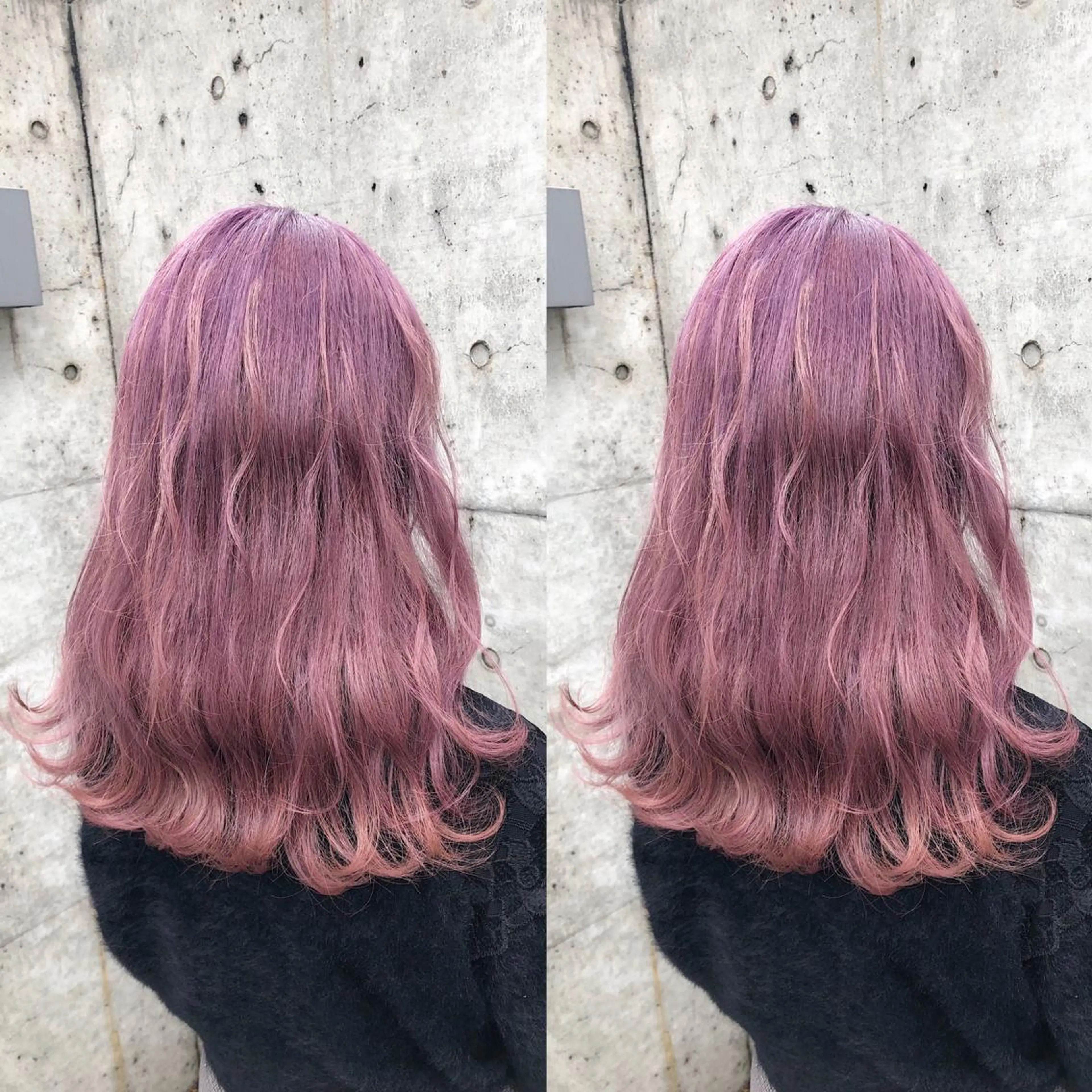 ロング カラー ヘアアレンジ メンズ キッズ バイオレットカラー カット ヘアカラー トリートメント 💟Chloe原宿店 🩶ハイトーンのヘアスタイル