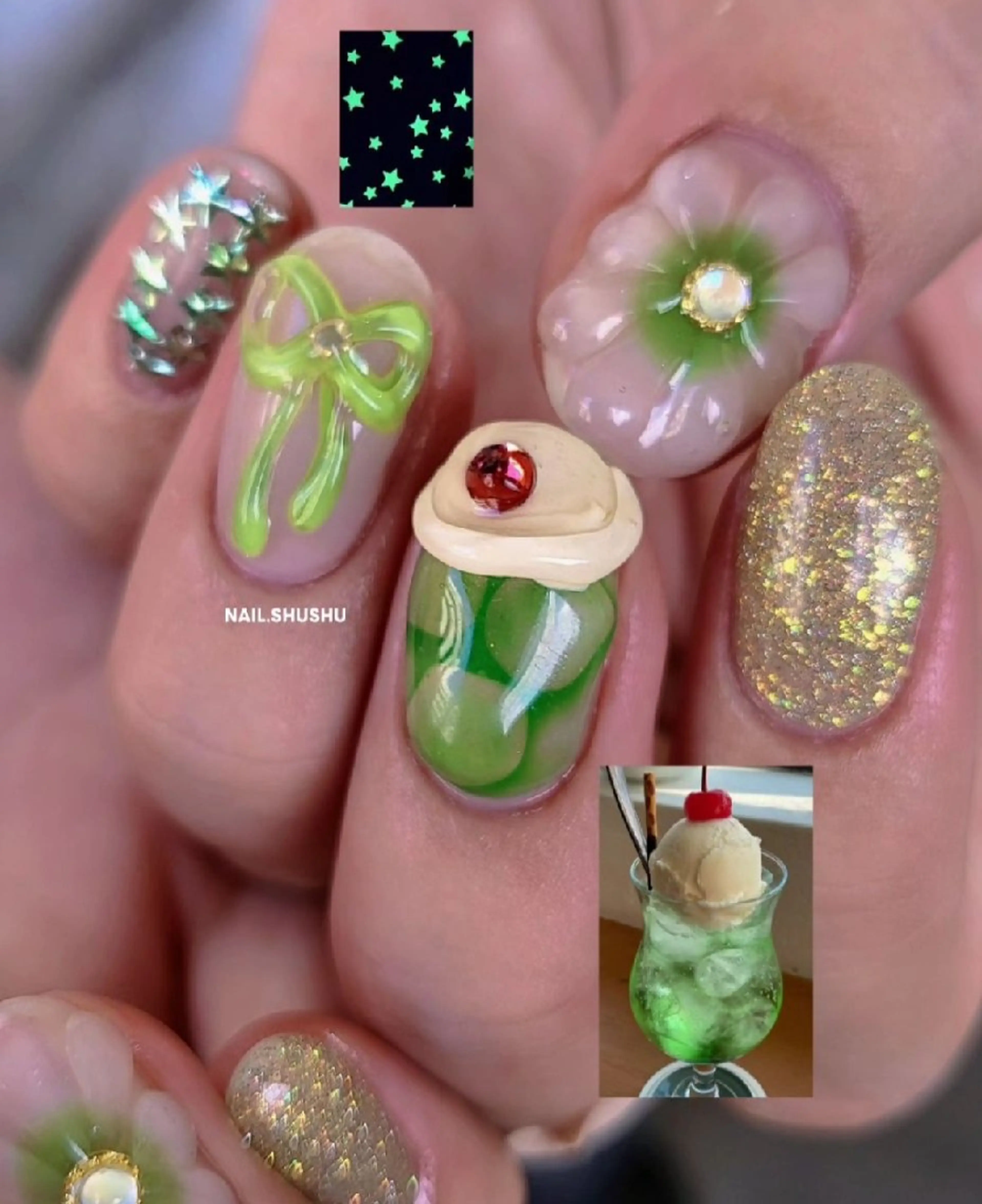 ネイル 3dパーツ/流行り 👧shushu❤️のネイルデザイン