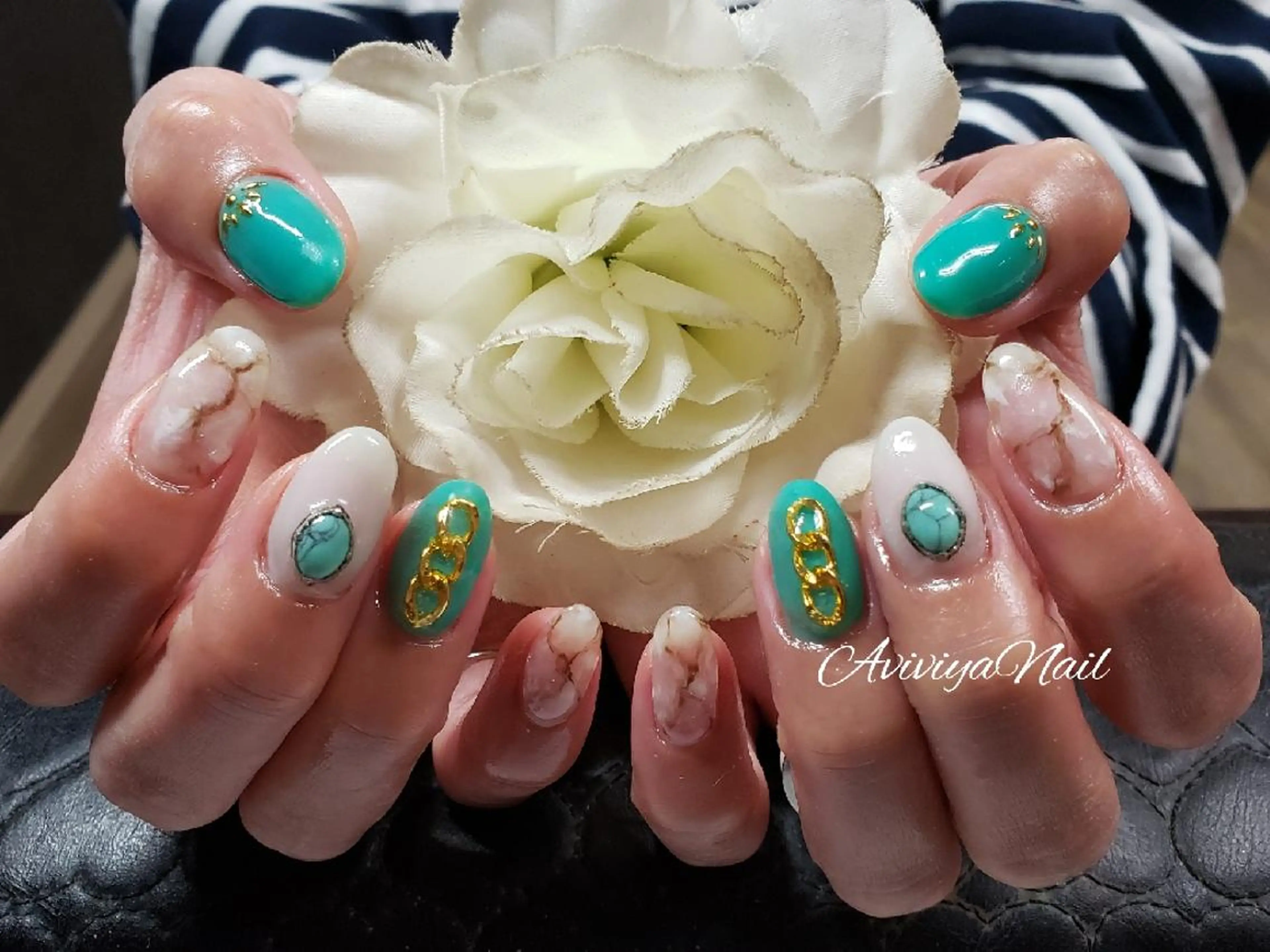 セミロング ネイル 大理石ネイル(マーブル) AviviyaNail所属・kubo ayaのネイルデザイン