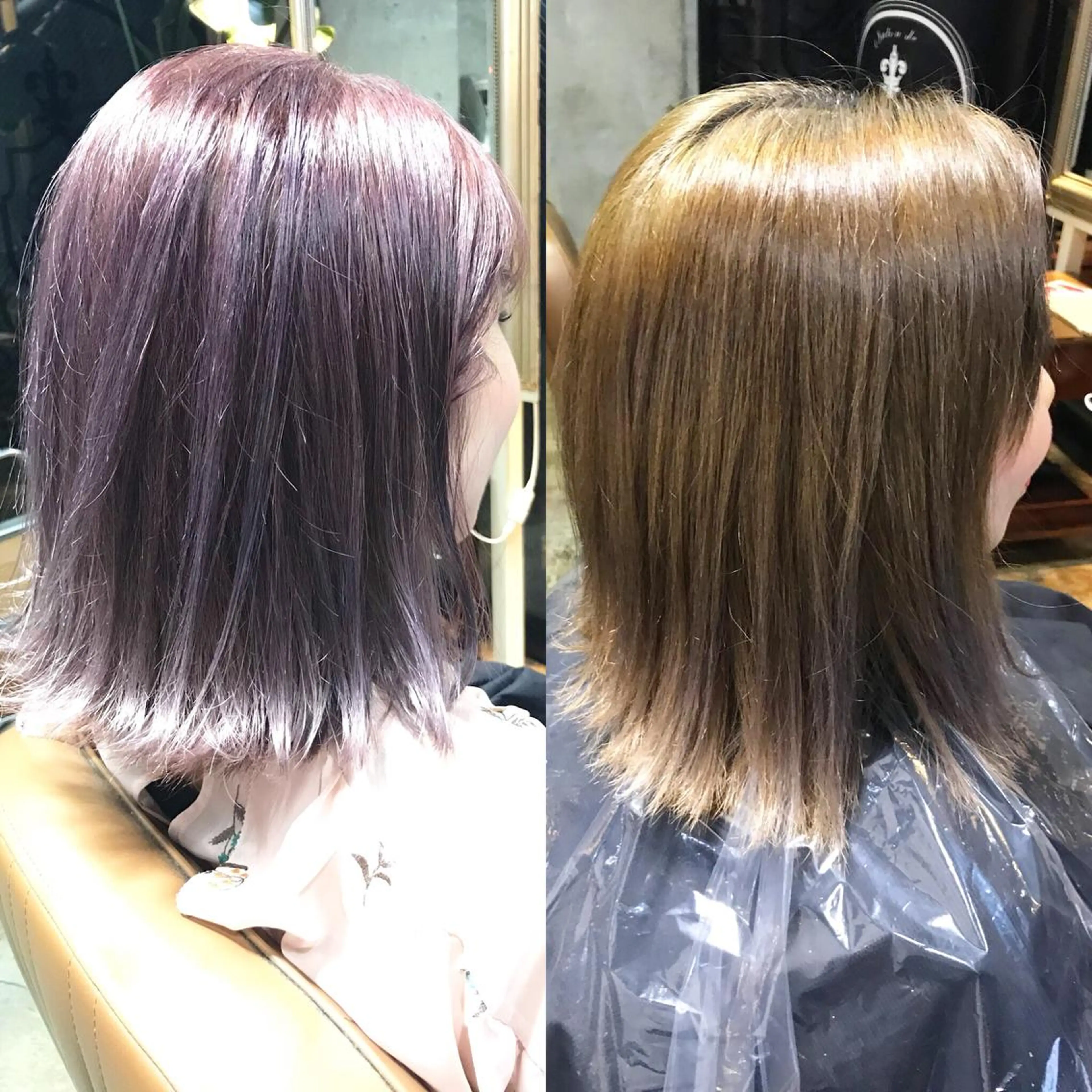 ミディアム カラー パーマ ヘアアレンジ メンズ ネイル マツエク・マツパ パープルカラー シルバー パープル シルバー サロンドミルク 原宿のヘアスタイル