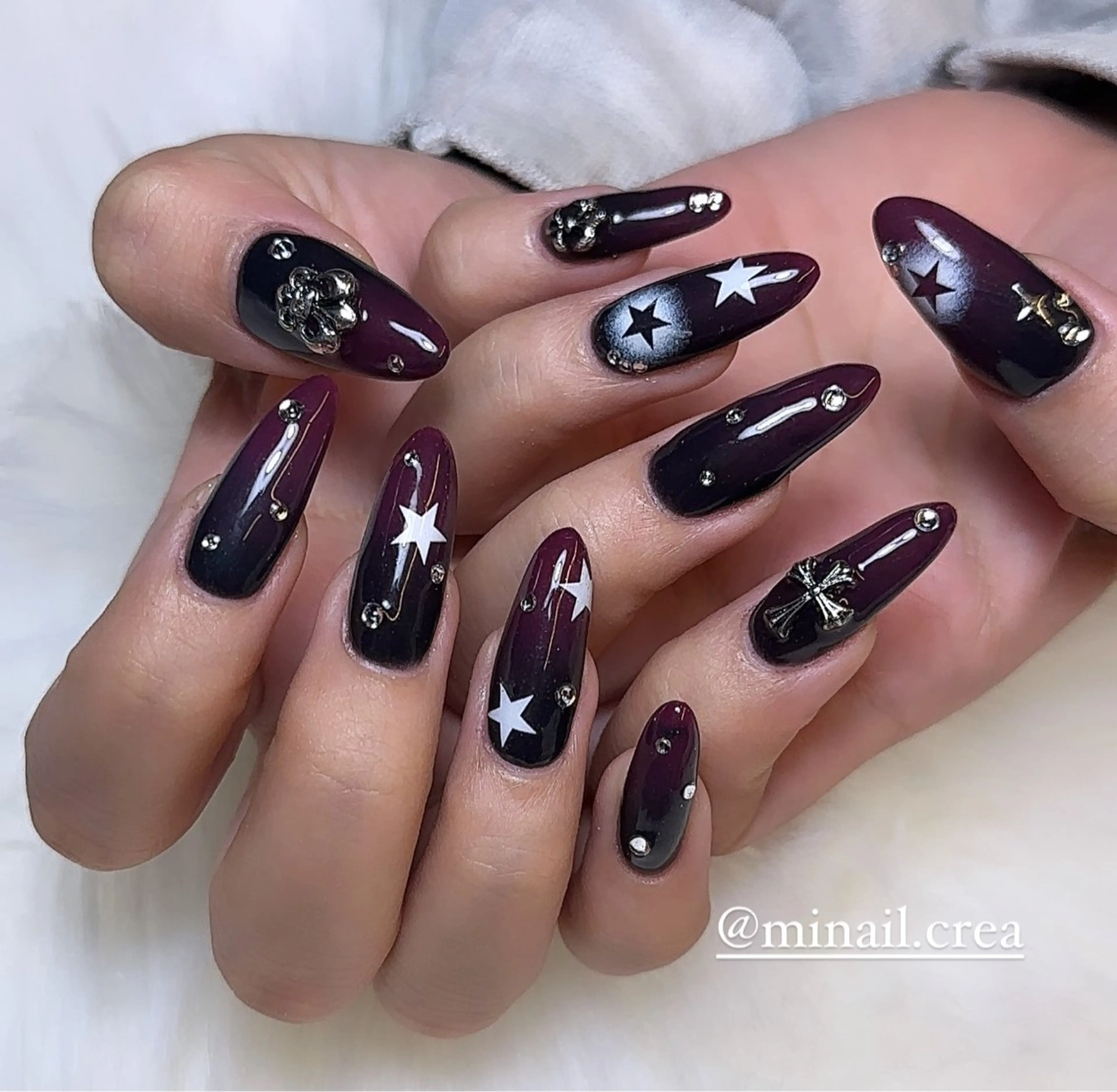 ネイル グラデーション キラキラネイル ロングネイル スカルプネイル CRéA　-private nailsalon-所属・CReA nailのネイルデザイン