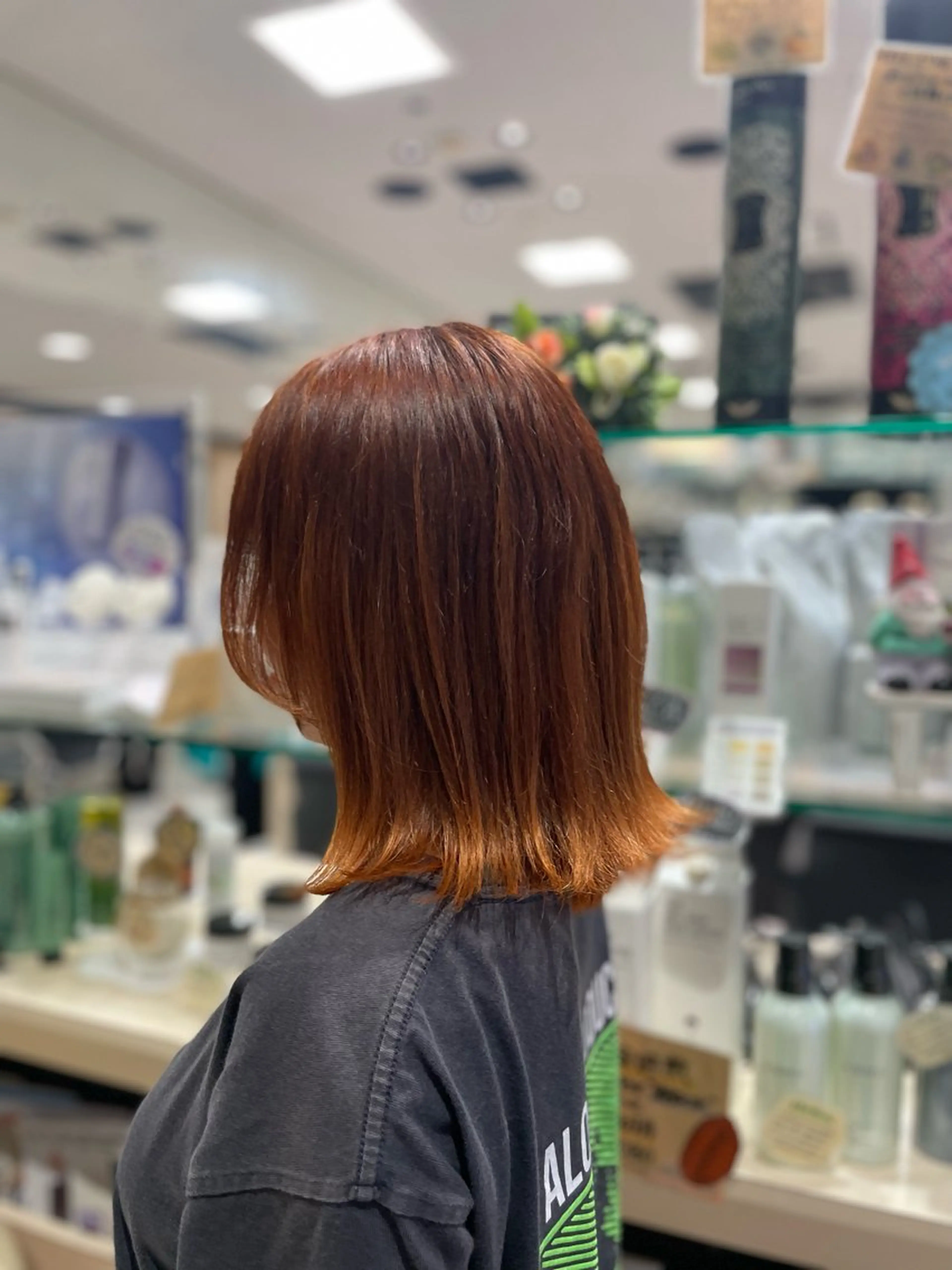 ミディアム カラー オレンジ ヘアカラー クロスパーマ/うる艶 カラー/Kurumiのヘアスタイル