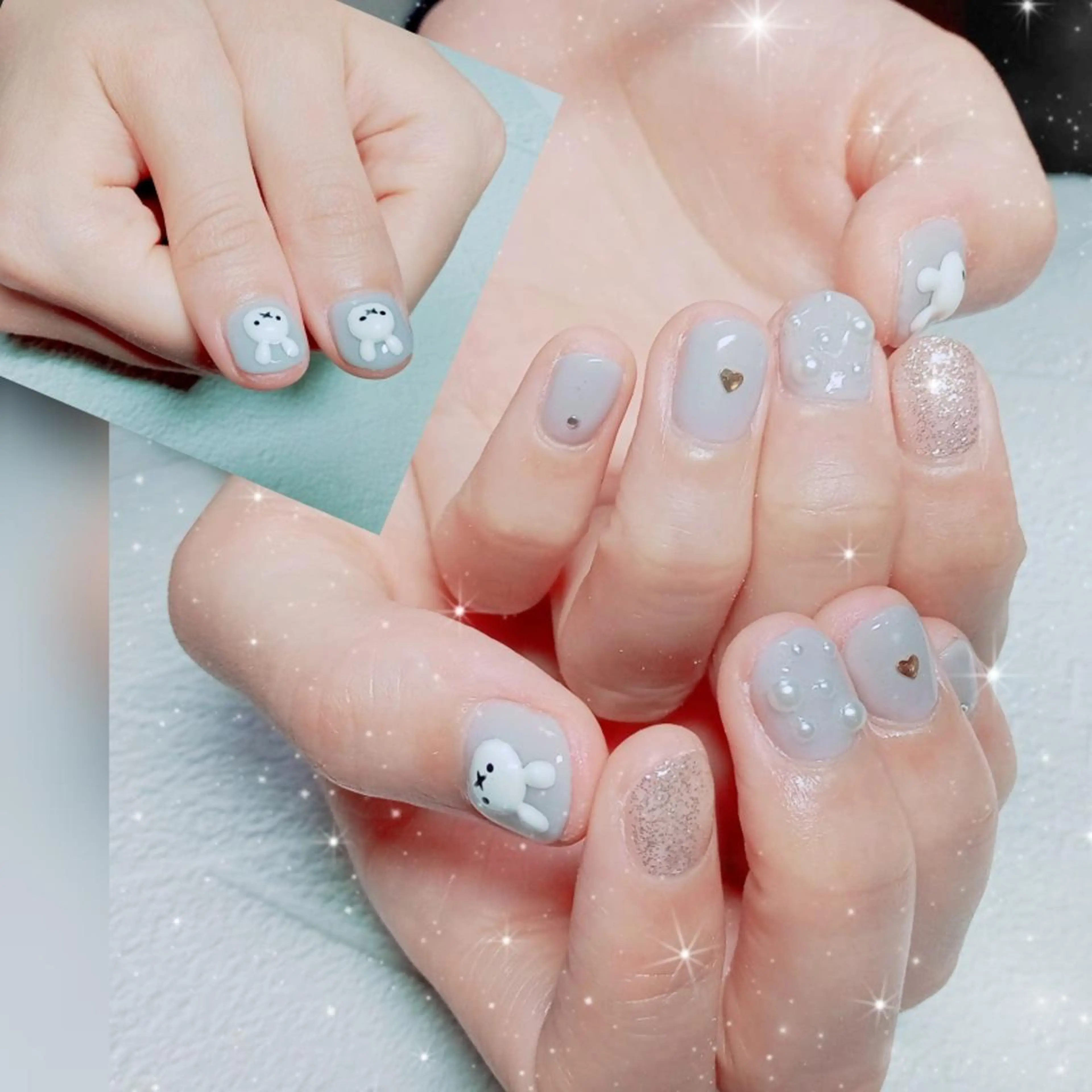 ショート ネイル ぷっくりネイル ハンドネイル flure de neige yukiのネイルデザイン