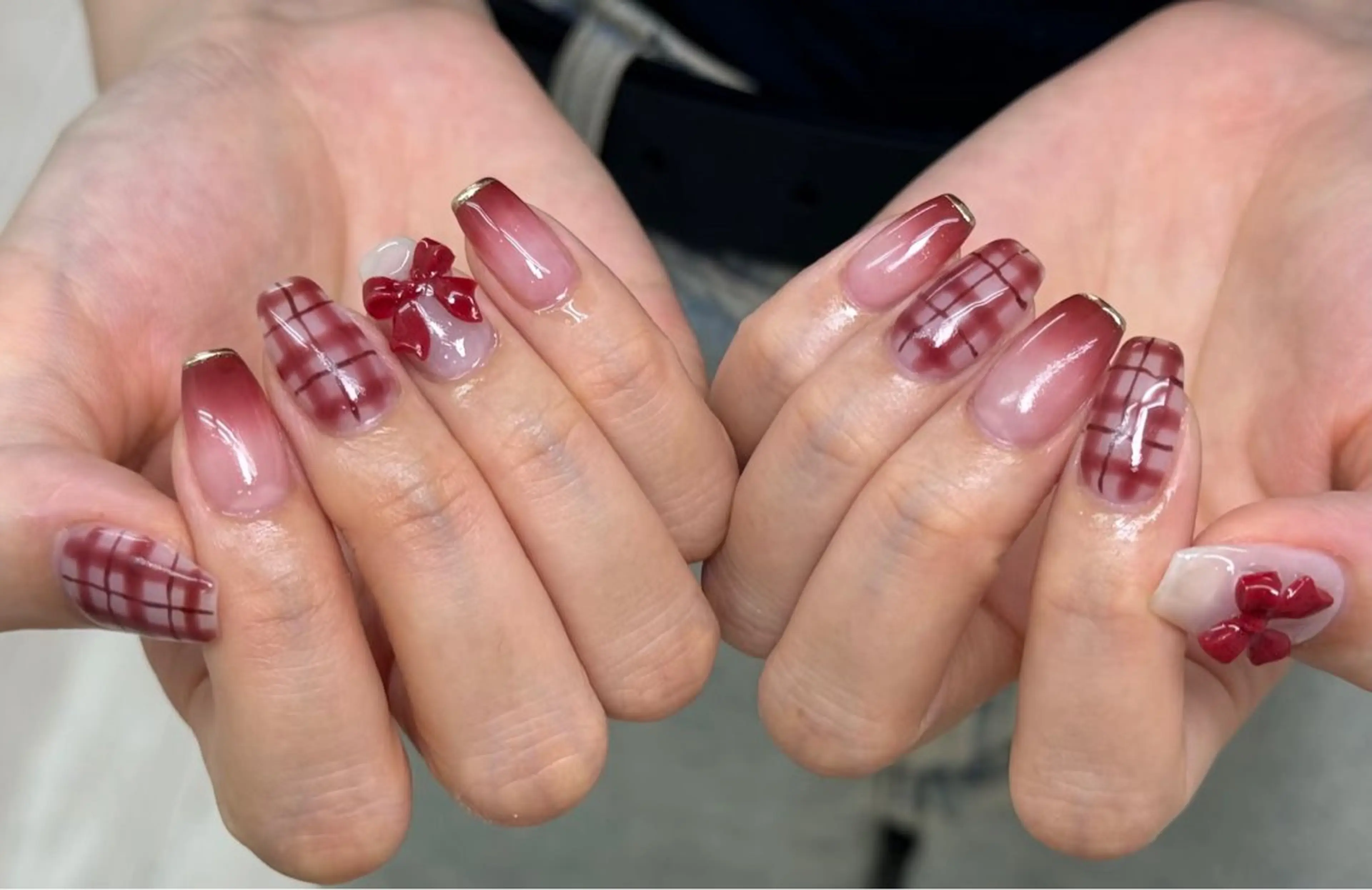 ネイル フレンチネイル ガーリー ガラスフレンチ 韓国ネイル ロングネイル ハンドネイル Venusパラジェル 長さだし専門店のネイルデザイン