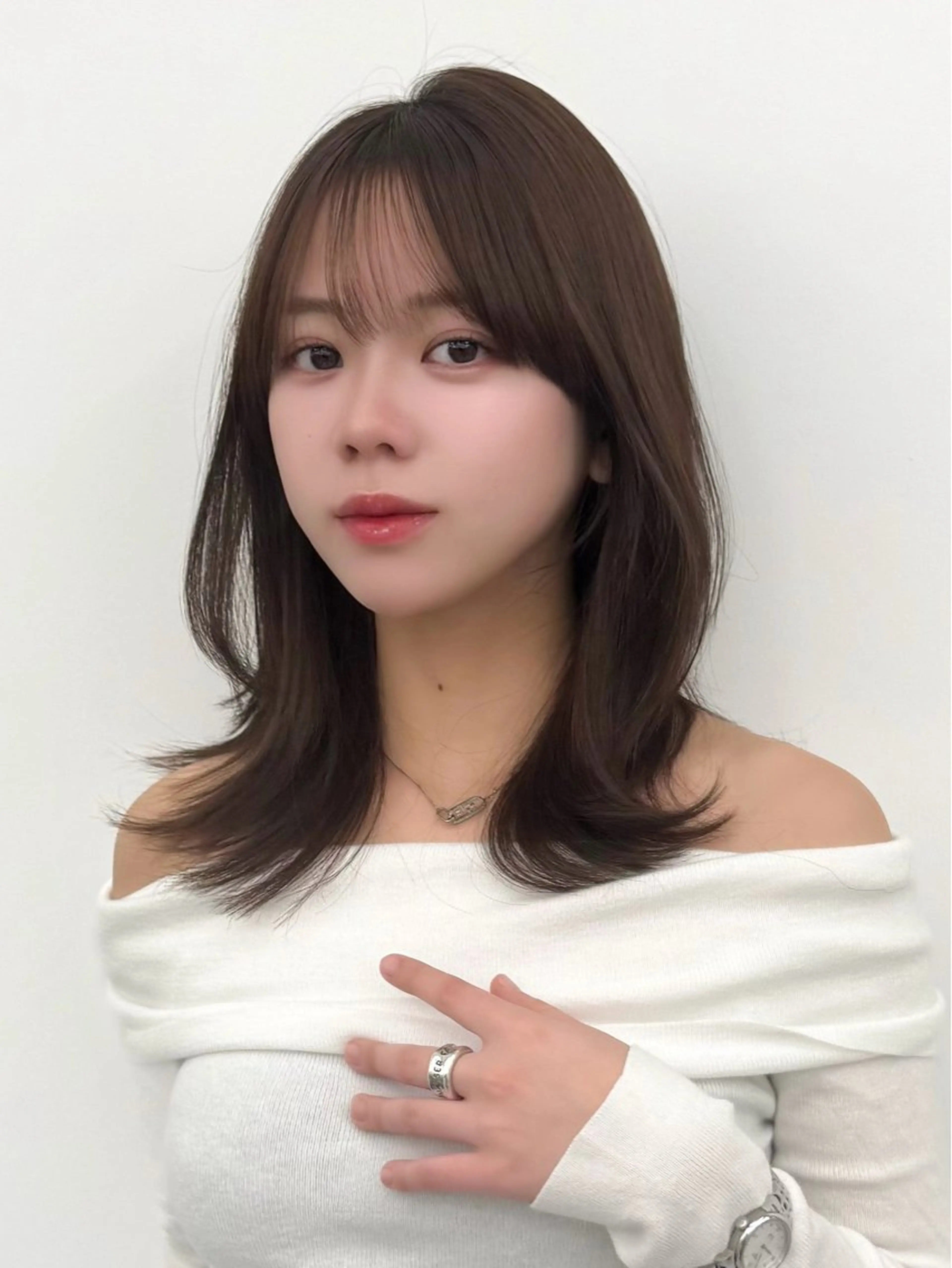 ミディアム カラー ヘアアレンジ カット ヘアカラー トリートメント 顔周り&ミディアム 特化/池袋/kokiのヘアスタイル