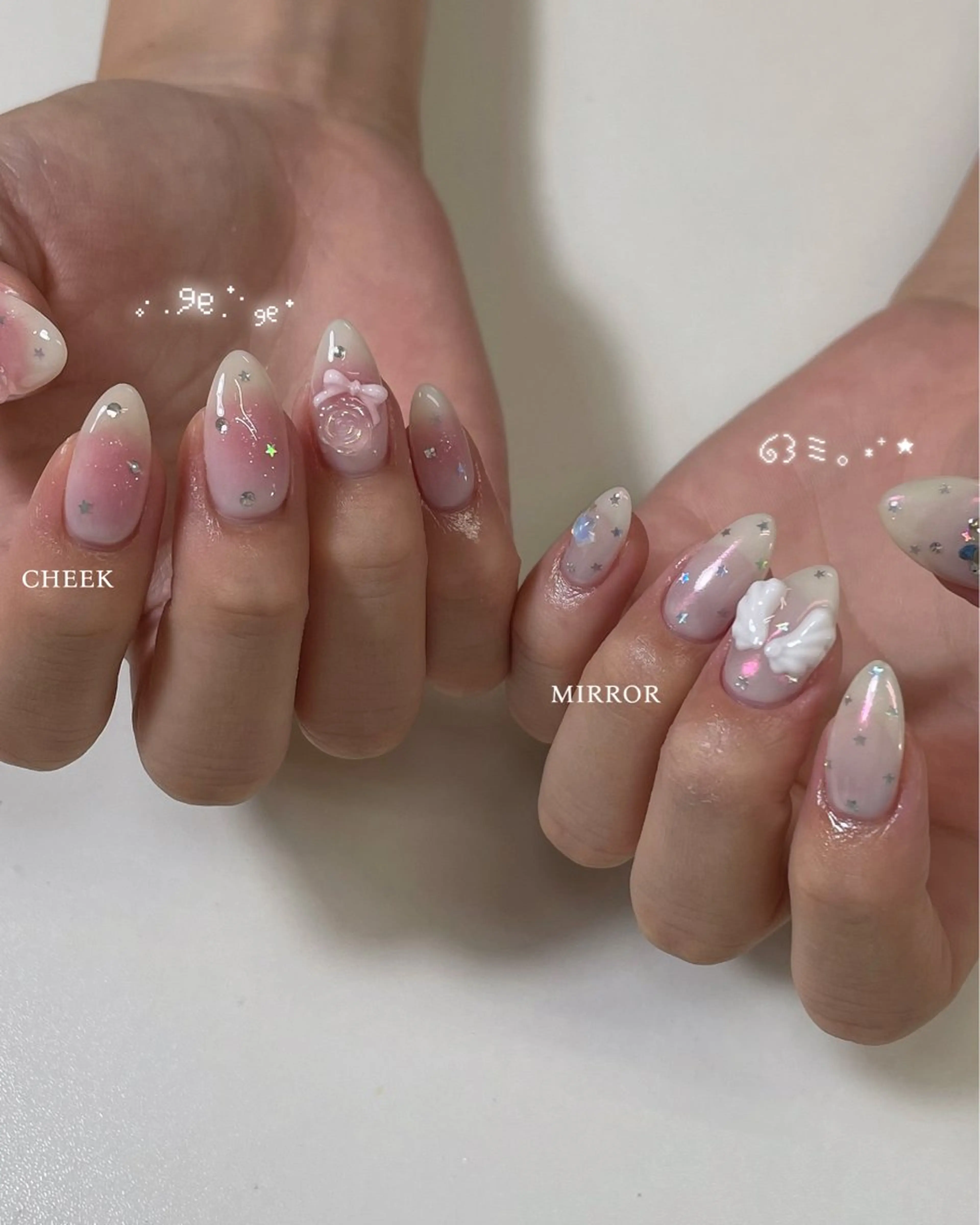 ネイル ハンドネイル MINAMI໒꒱ Y2K、韓国ガーリーのネイルデザイン