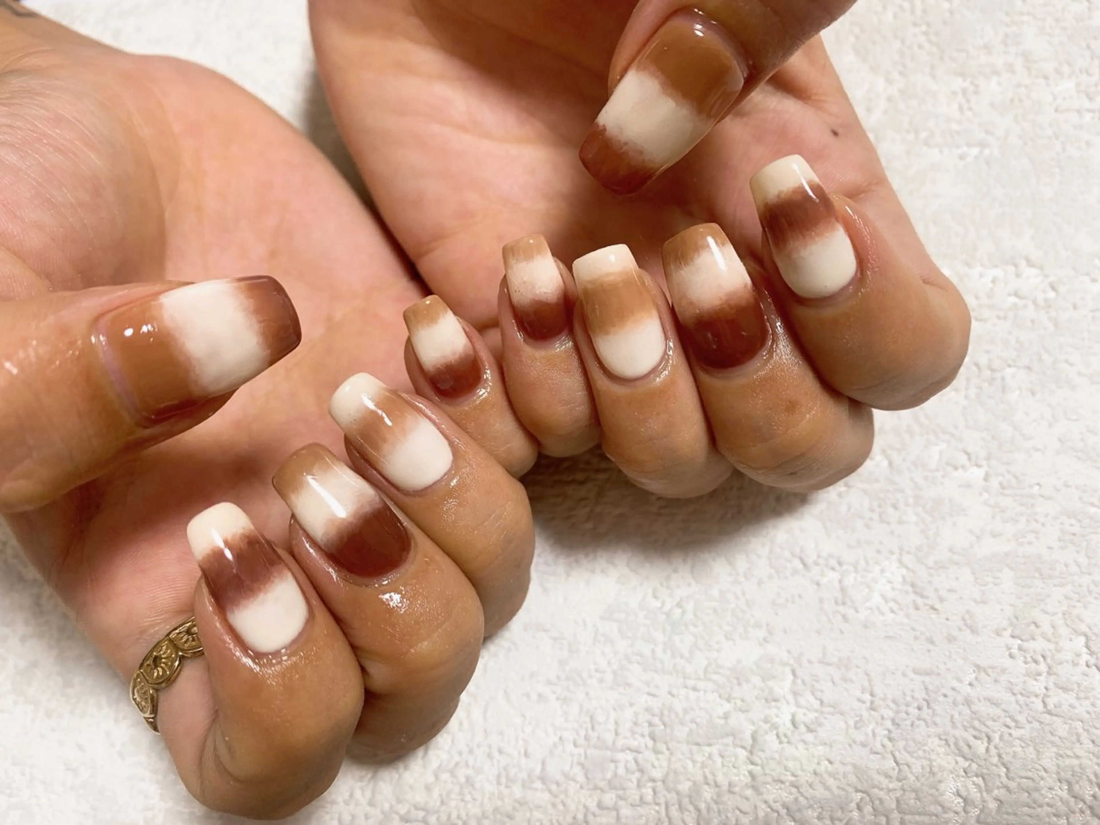 ネイル ブラウン ジェルネイル 韓国ネイル メンズネイル パラジェル kiki nail たまプラーザのネイルデザイン