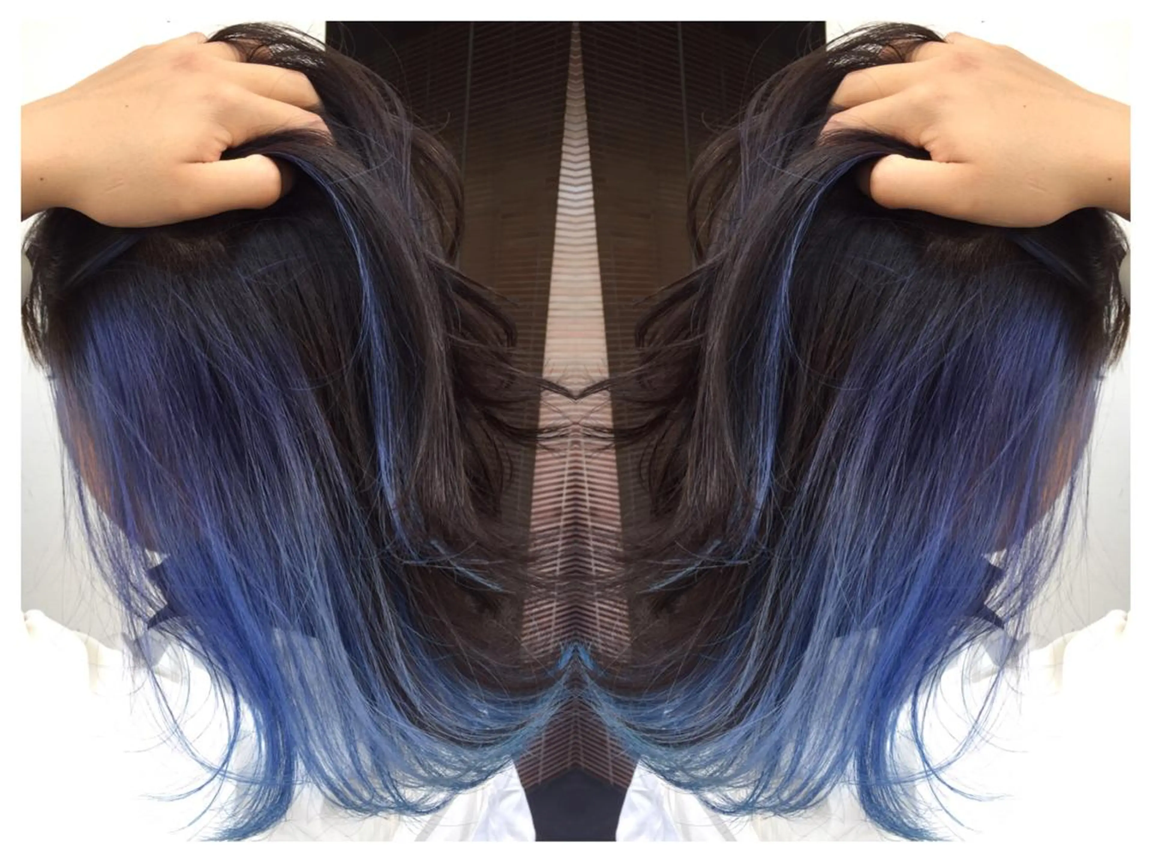 セミロング カラー ブルーカラー インナーカラー ヘアカラー 髪質改善/痛ませ ないカラー/西村航大のヘアスタイル