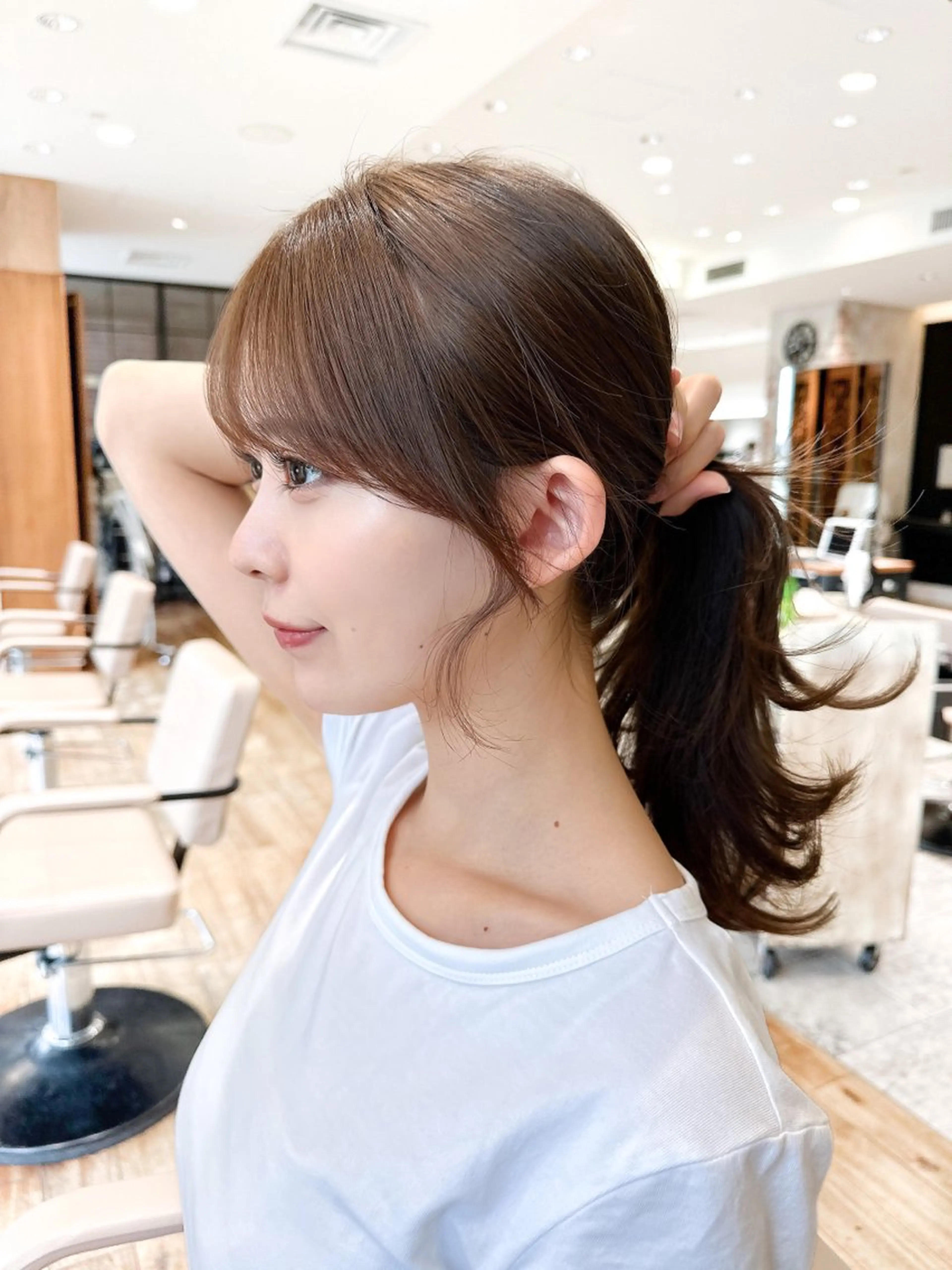 セミロング カラー ベージュカラー ブラウンカラー ブラウンベージュ くびれヘア 顔周りカット カット ヘアカラー トリートメント 顔周り/くびれヘア 韓国ヘア💕風間るなのヘアスタイル