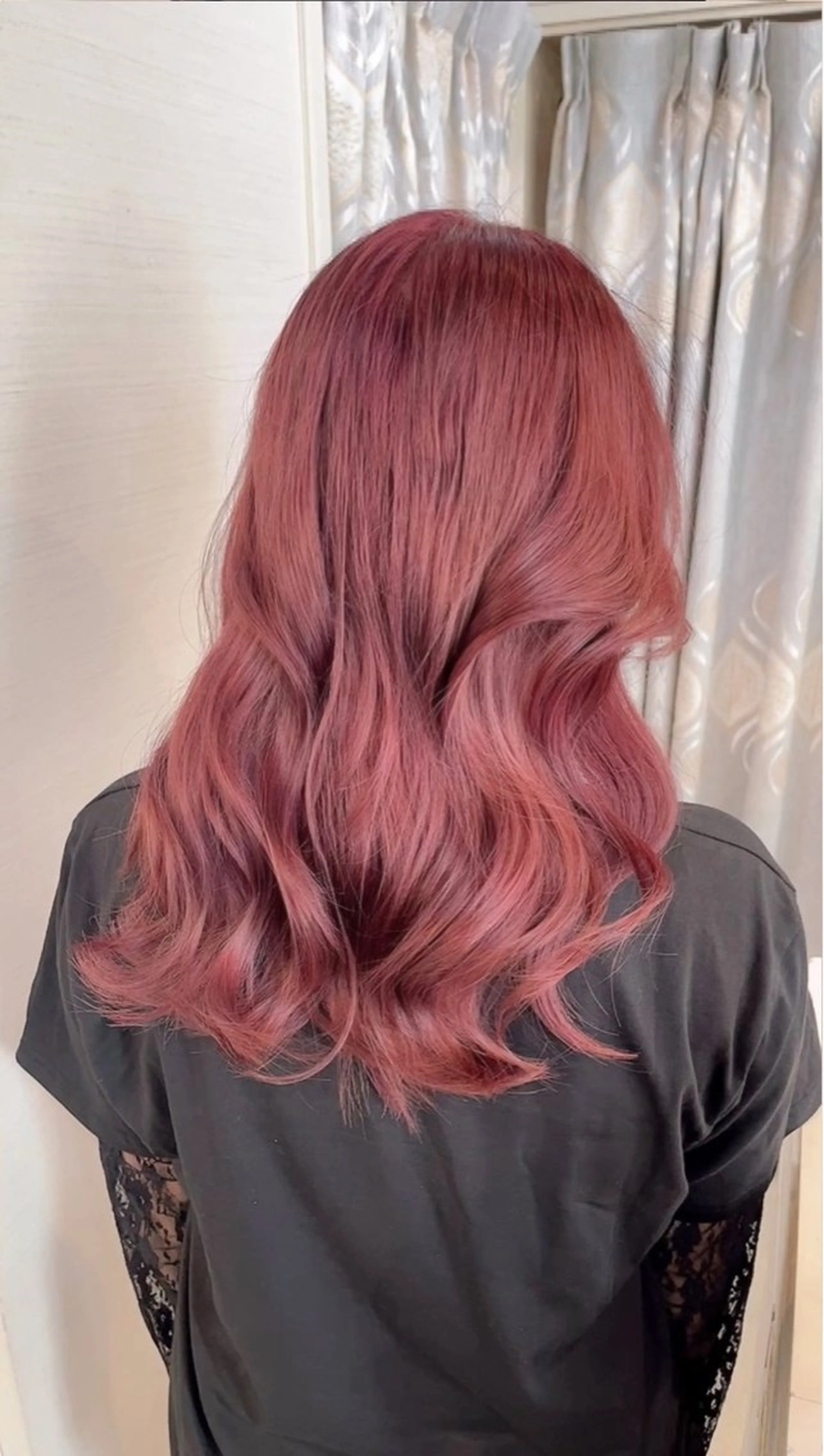 ロング カラー ブリーチ レッドカラー ローズカラー カラー特化美容師 なかもと たつひろのヘアスタイル