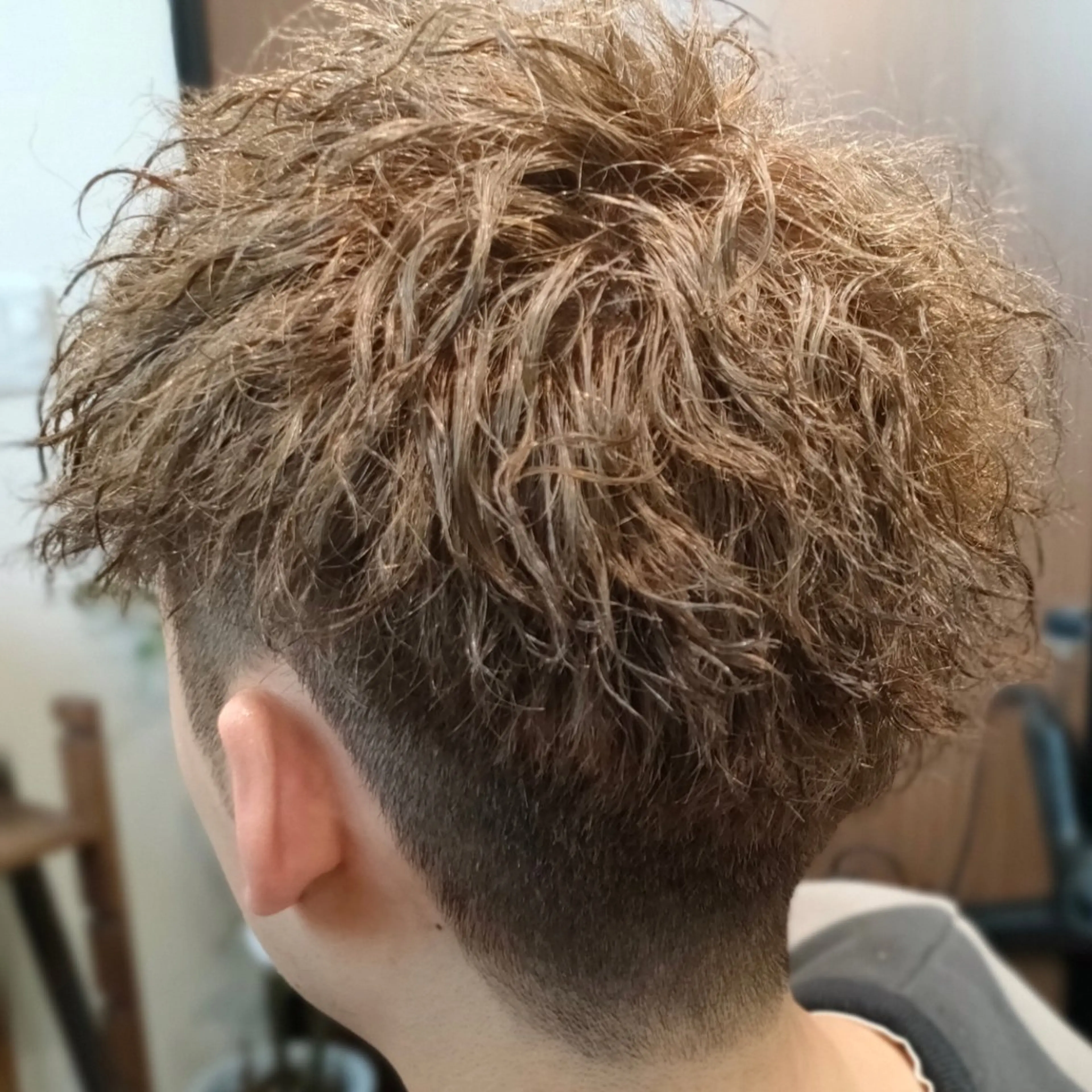 ショート カラー パーマ メンズ メンズブリーチ マッシュ 学生（メンズ向け） 刈り上げ ベージュカラー メンズ/ケアパーマ /hayashiのヘアスタイル