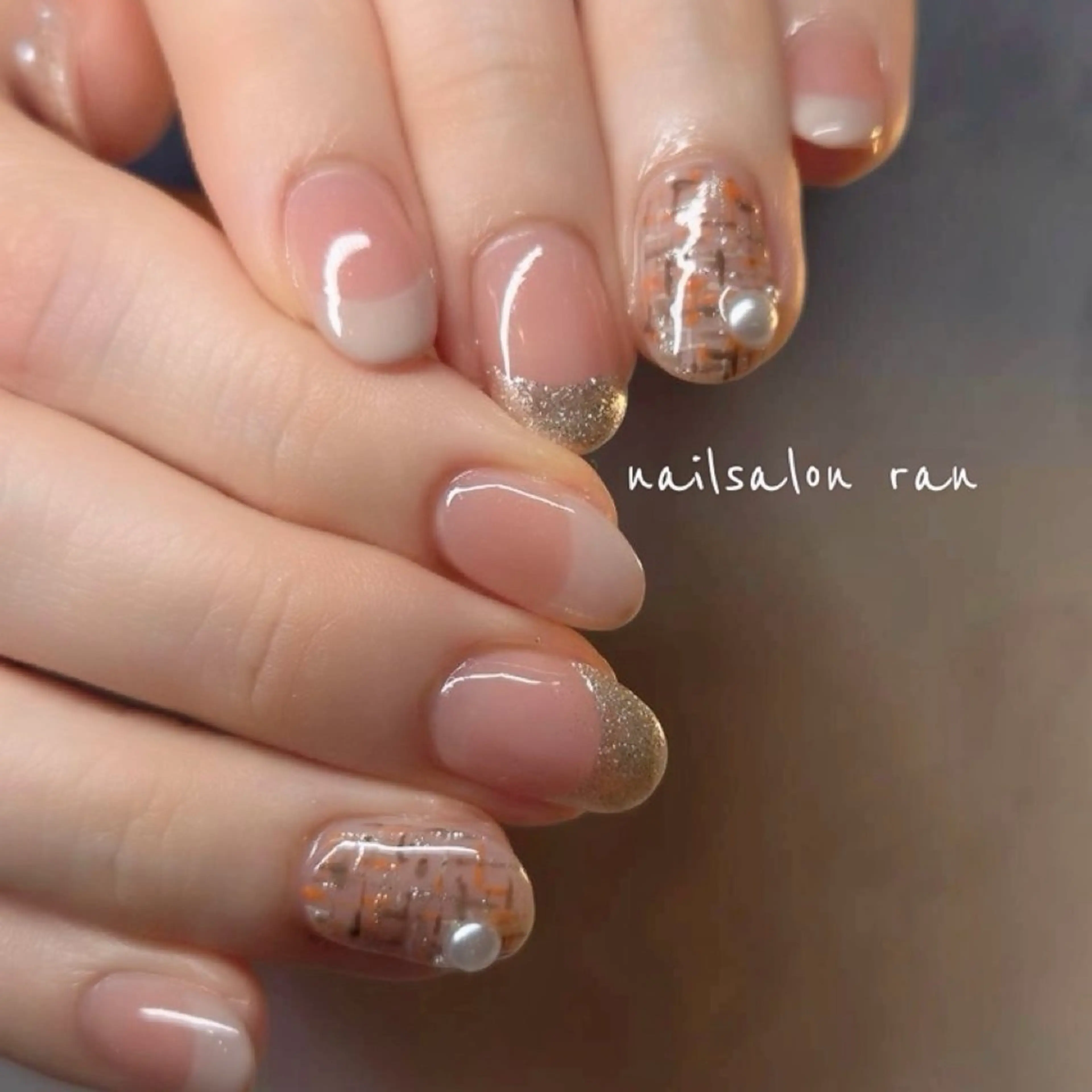ネイル オレンジ ハンドネイル ハンドケア nailsalon ranのネイルデザイン