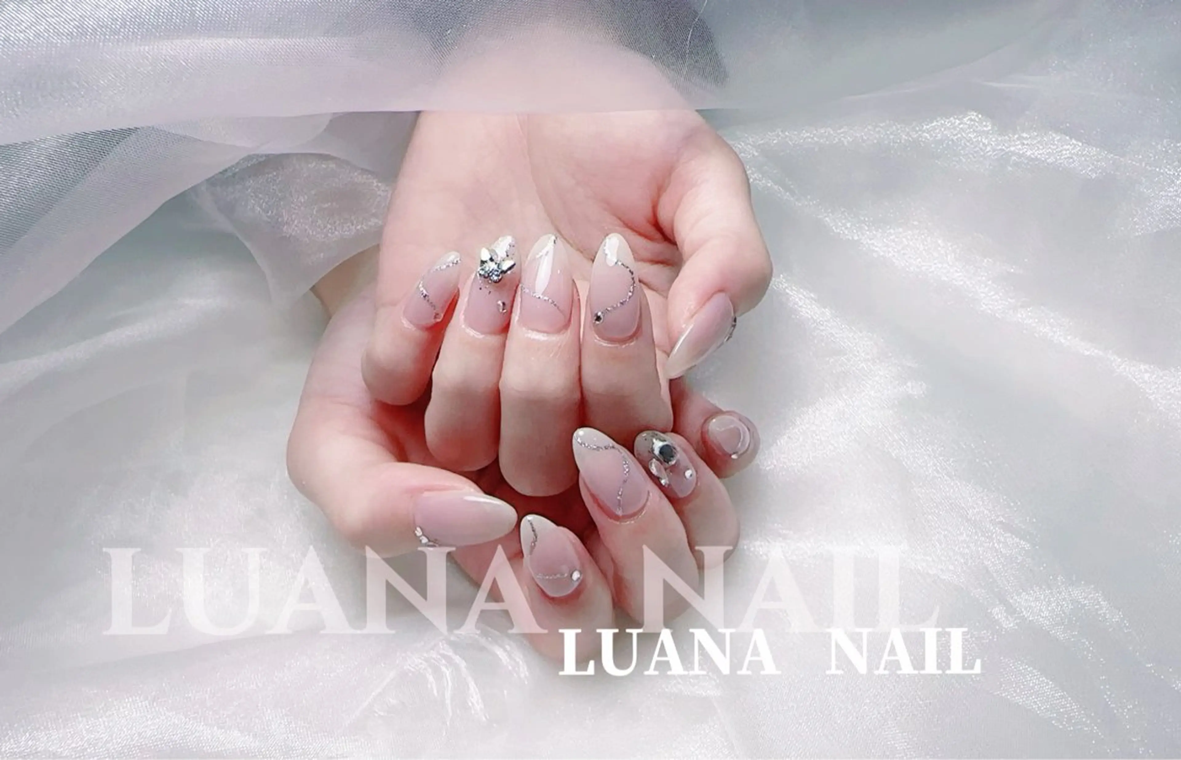 ネイル フラッシュネイル フレンチネイル 韓国ネイル ロングネイル マグネットネイル ハンドネイル ルアナネイルサロン所属・ルアナネイル サロンのネイルデザイン