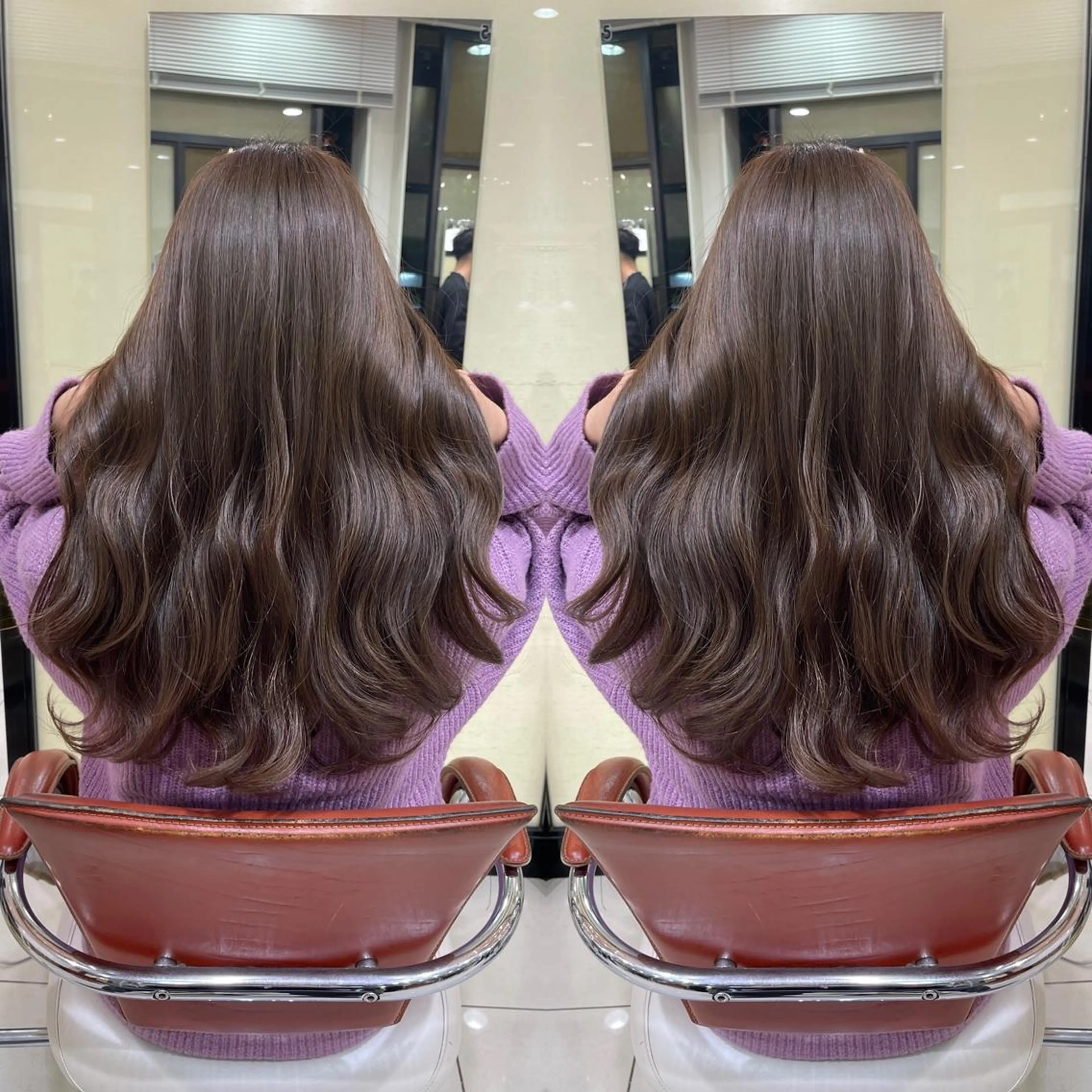 セミロング カット ヘアカラー Y Uのヘアスタイル