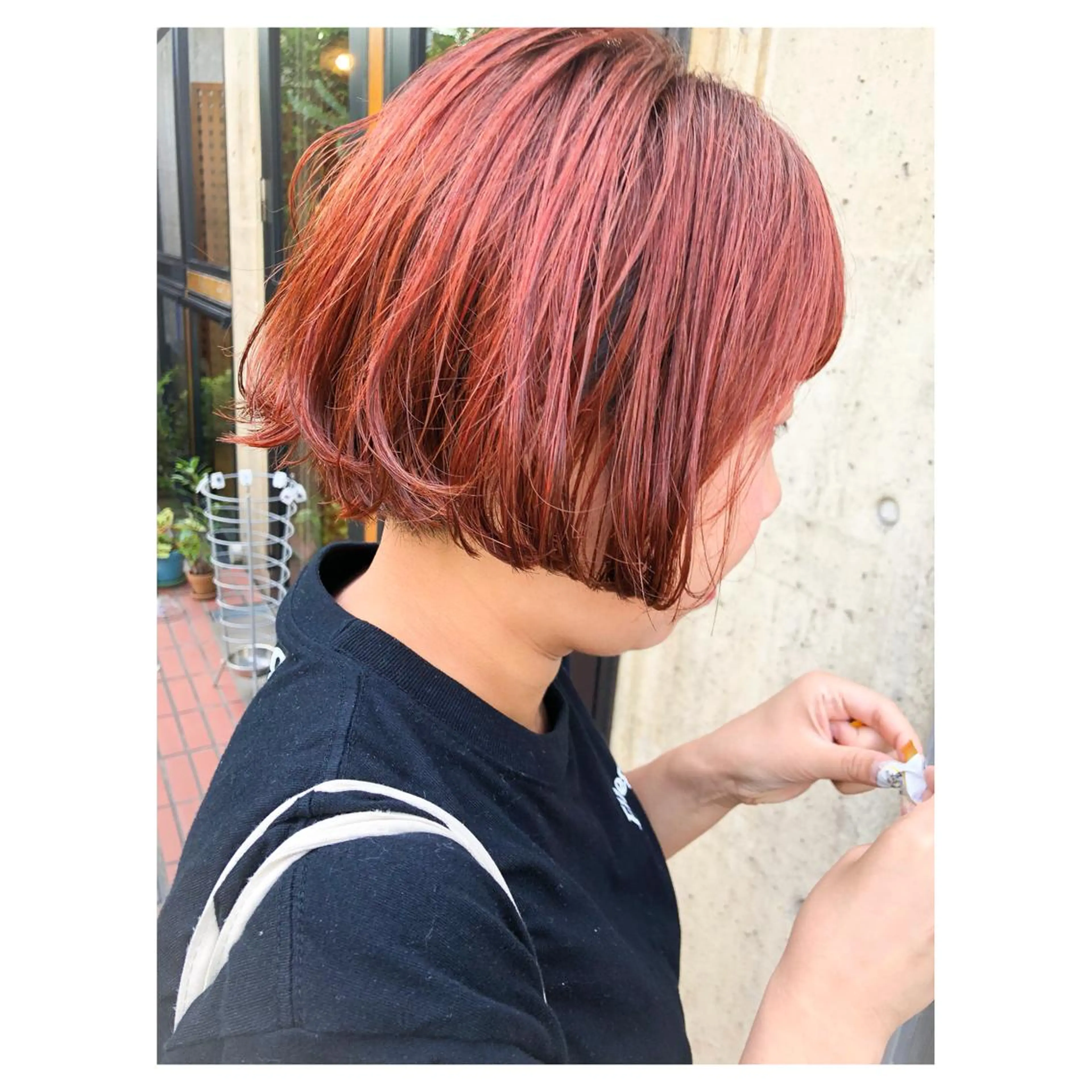 ミディアム カラー オレンジ ボブ カット ヘアカラー トリートメント ヘアセット センスをお届けします 大谷将生INFPのヘアスタイル
