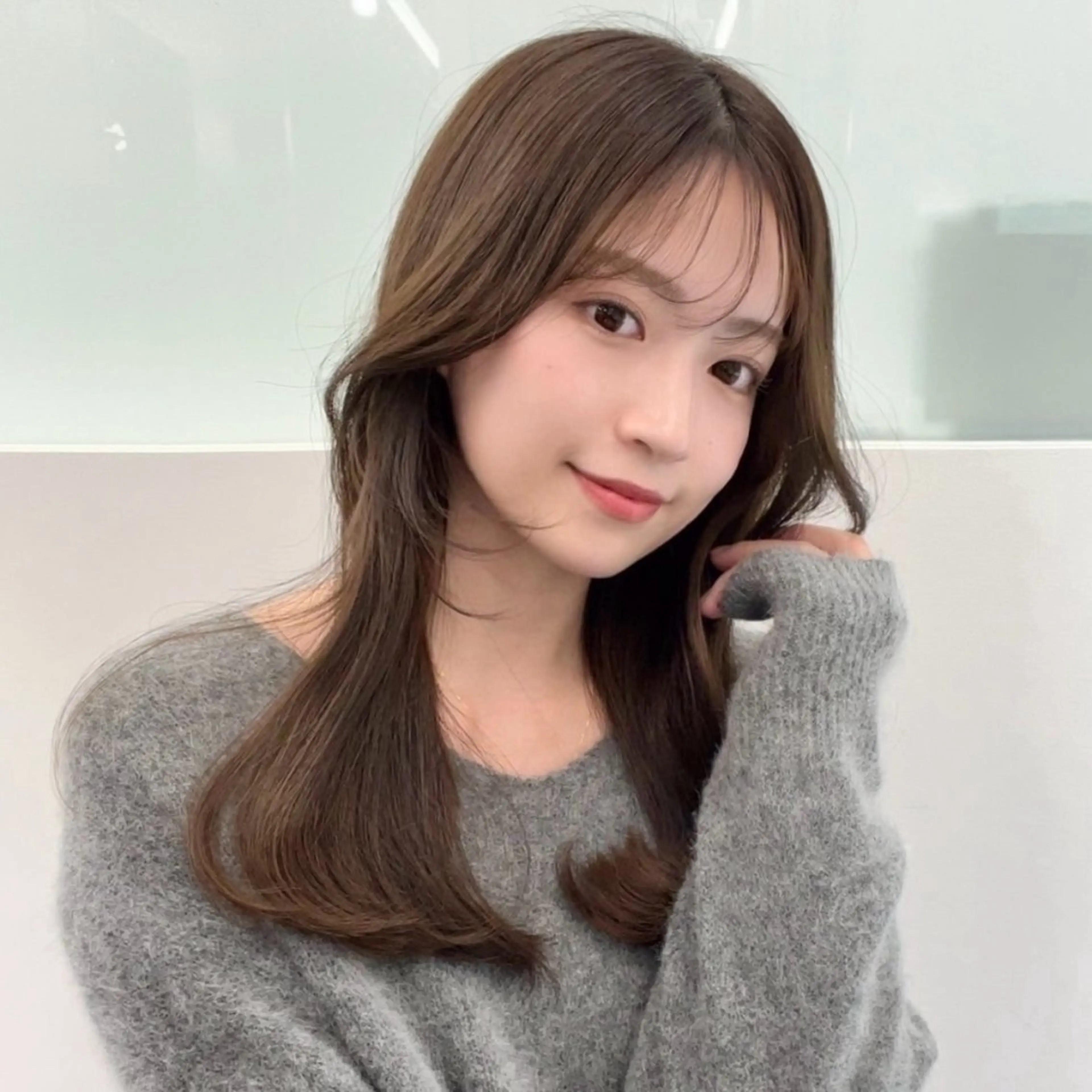 セミロング カラー ベージュカラー ショコラベージュ 顔周りカット カット ヘアカラー トリートメント 上品韓国ヘア🩶艶髪 🩶渋谷/aoiのヘアスタイル