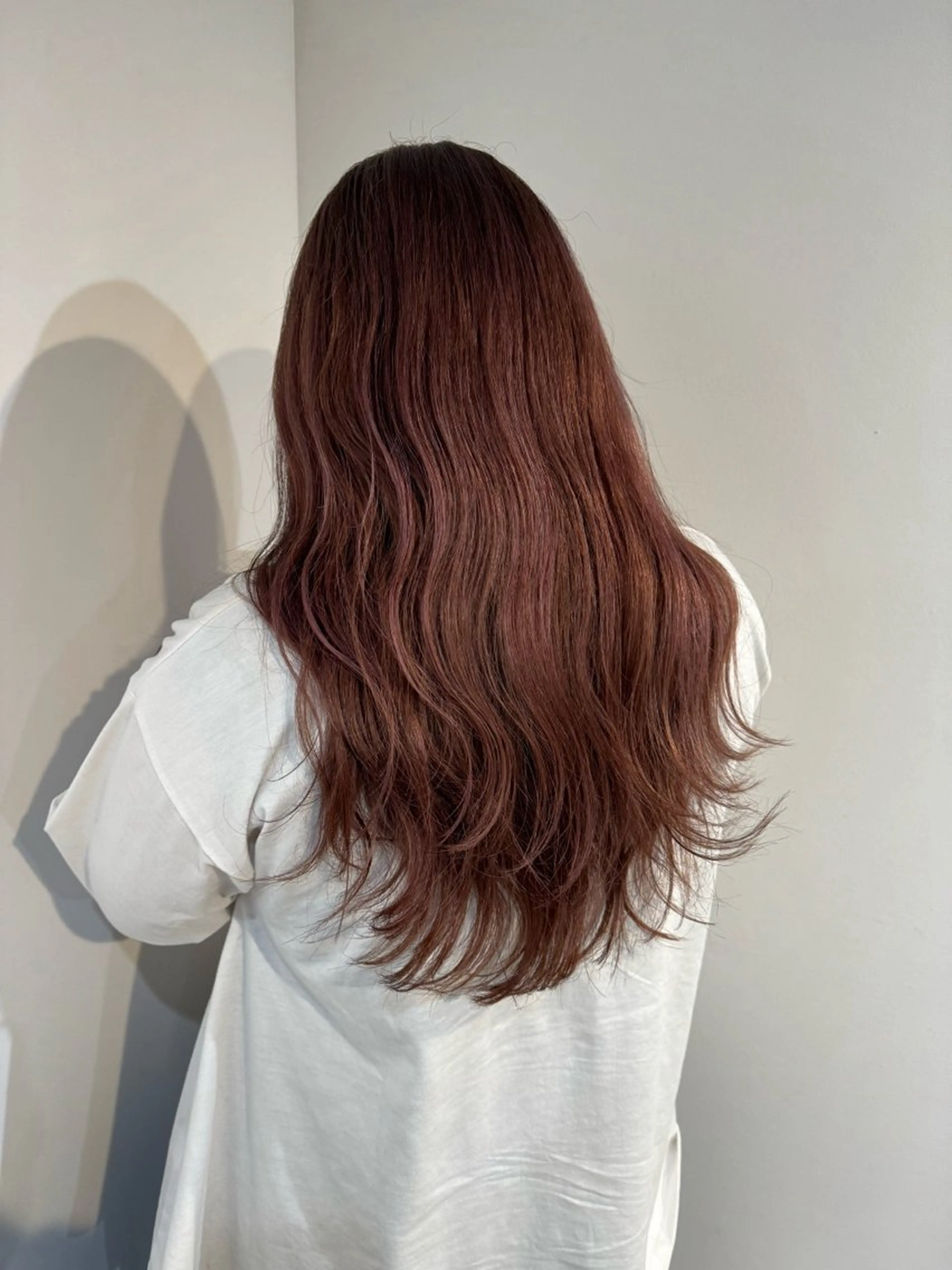 ロング カラー ブラウンカラー ハイライトカラー ピンクカラー ピンクブラウン ハイライト レイヤー/髪質改善 渡邉【日吉美容室】のヘアスタイル