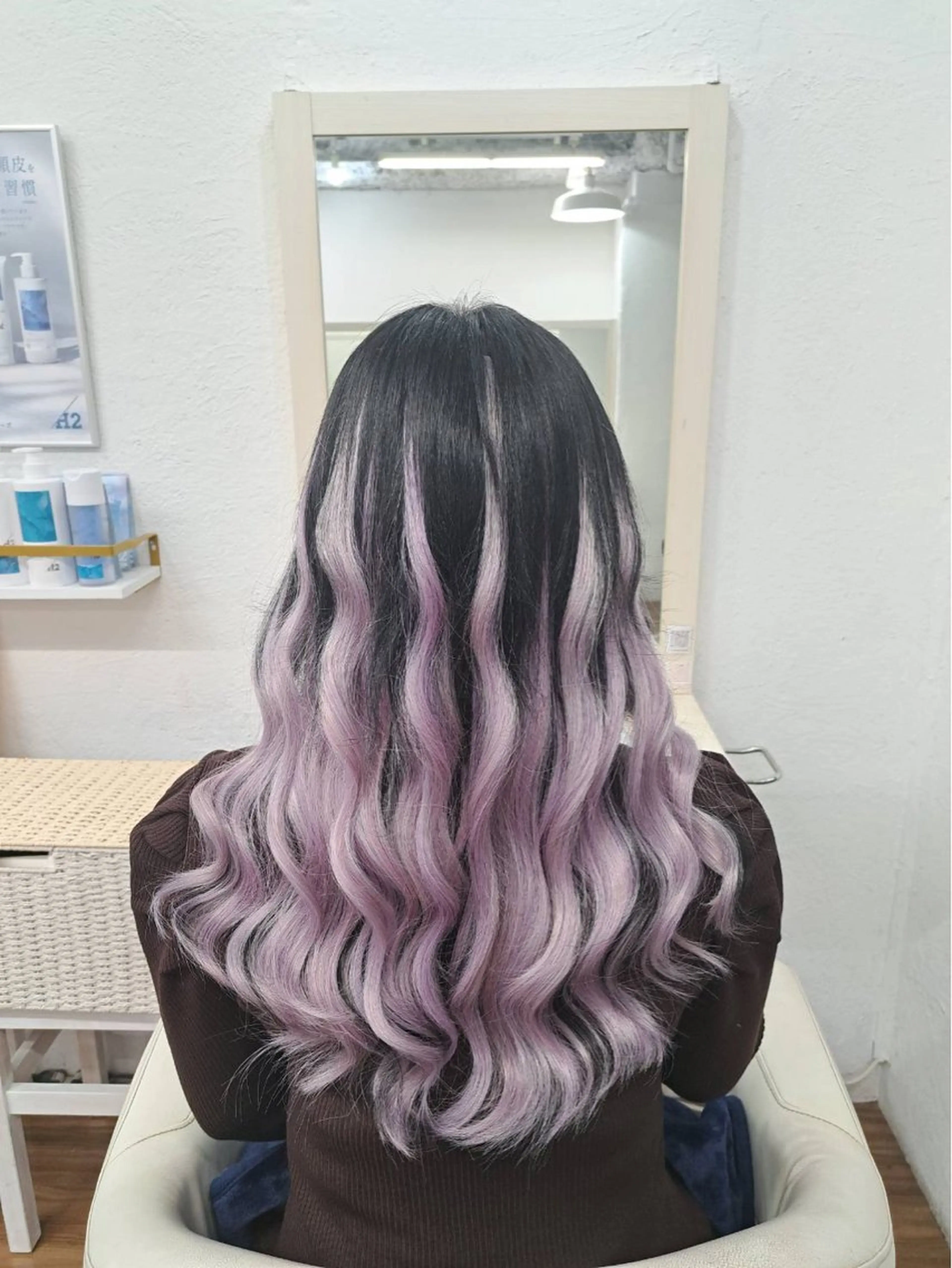 ロング カラー バレイヤージュ エクステ レイヤーカット エクステ GLOSS 心斎橋 山上のヘアスタイル