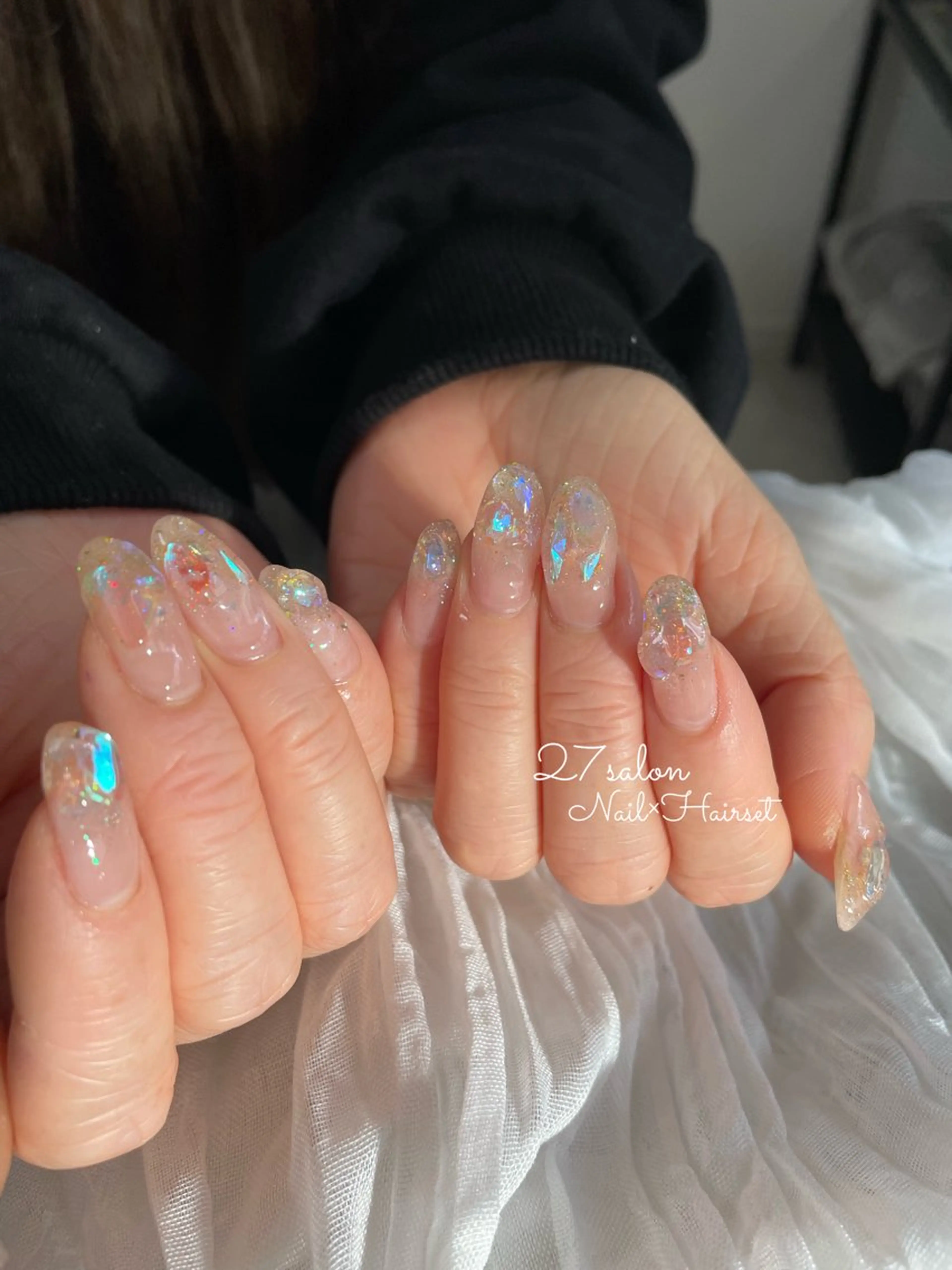ネイル オーロラネイル グラデーション 氷ネイル・うるうるネイル 27salon yuinaのネイルデザイン