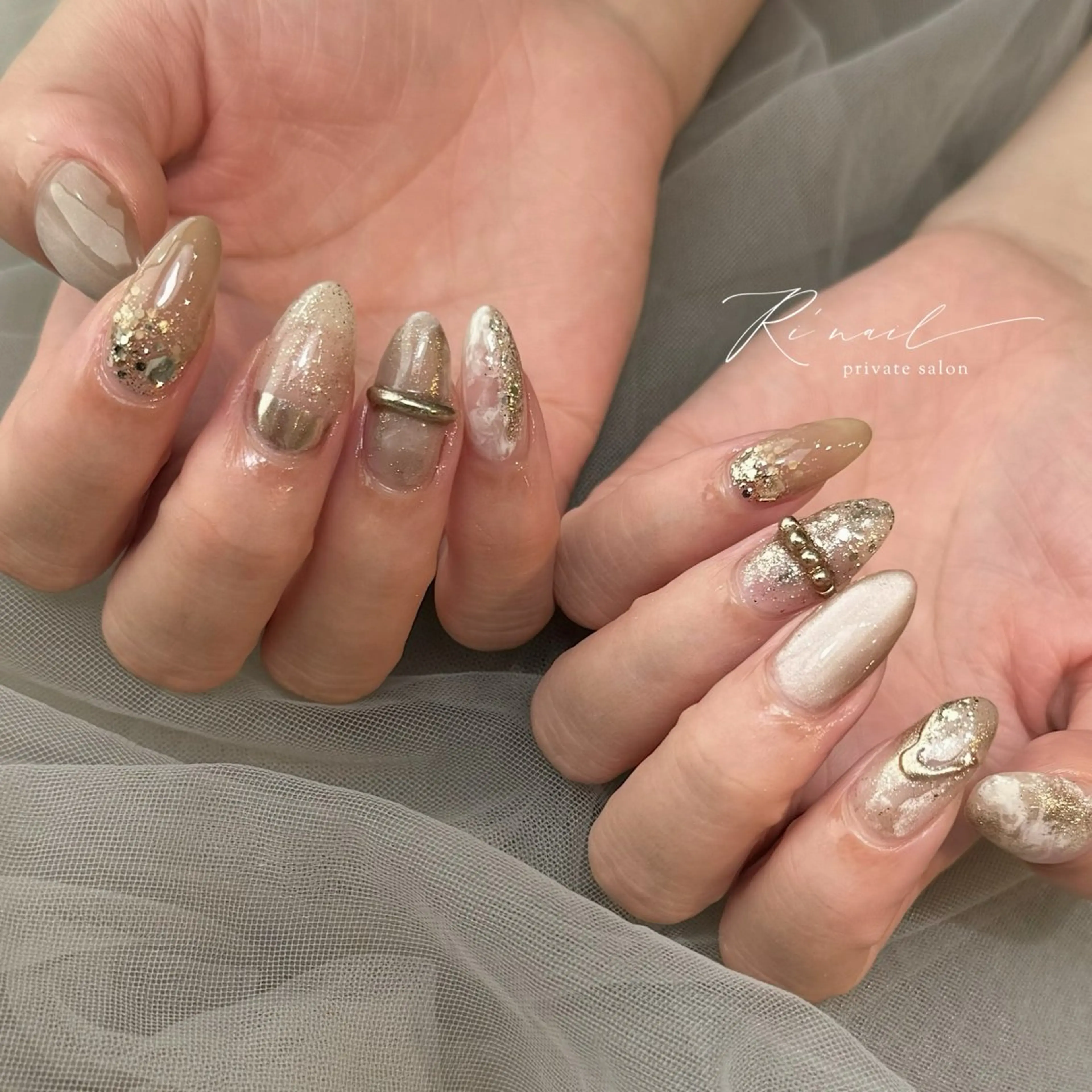 ネイル フレンチネイル グラデーション マグネットネイル 大理石ネイル(マーブル) ミラーネイル ISHIWATA LINAのネイルデザイン