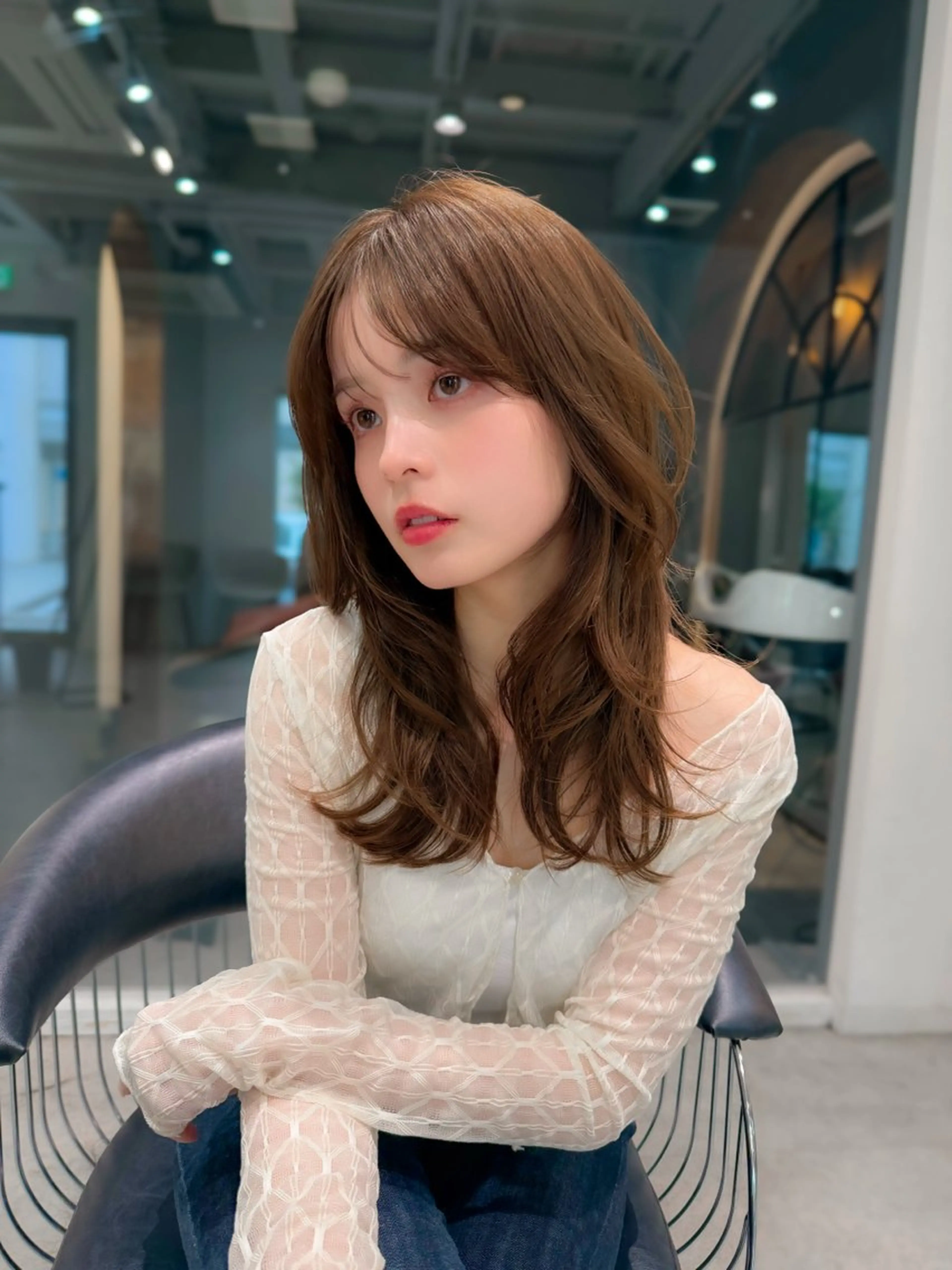 セミロング 顔周りカット ハッシュカット カット ヘアカラー トリートメント ヘッドスパ ヘアセット Lond enikaのヘアスタイル