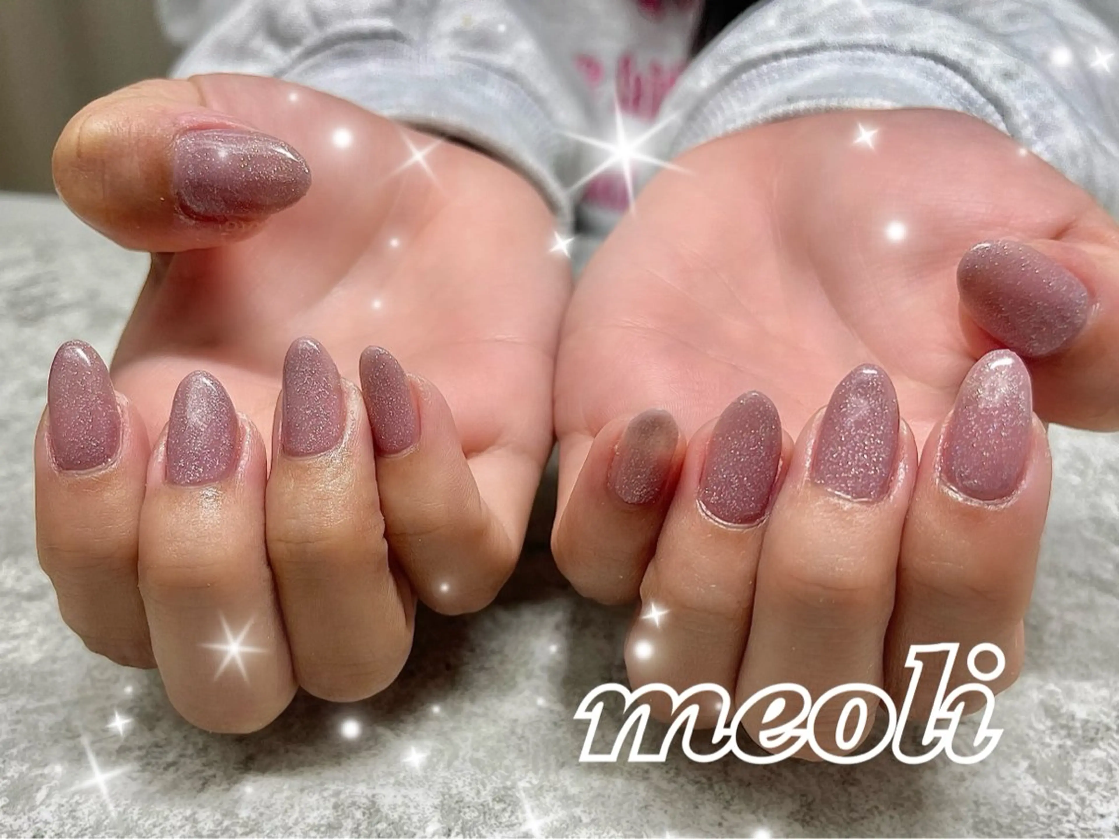 ネイル オーロラネイル グラデーション ラメ(グリッター) ワンカラーネイル ピンク ハンドネイル nail salon meoli　アヤのネイルデザイン