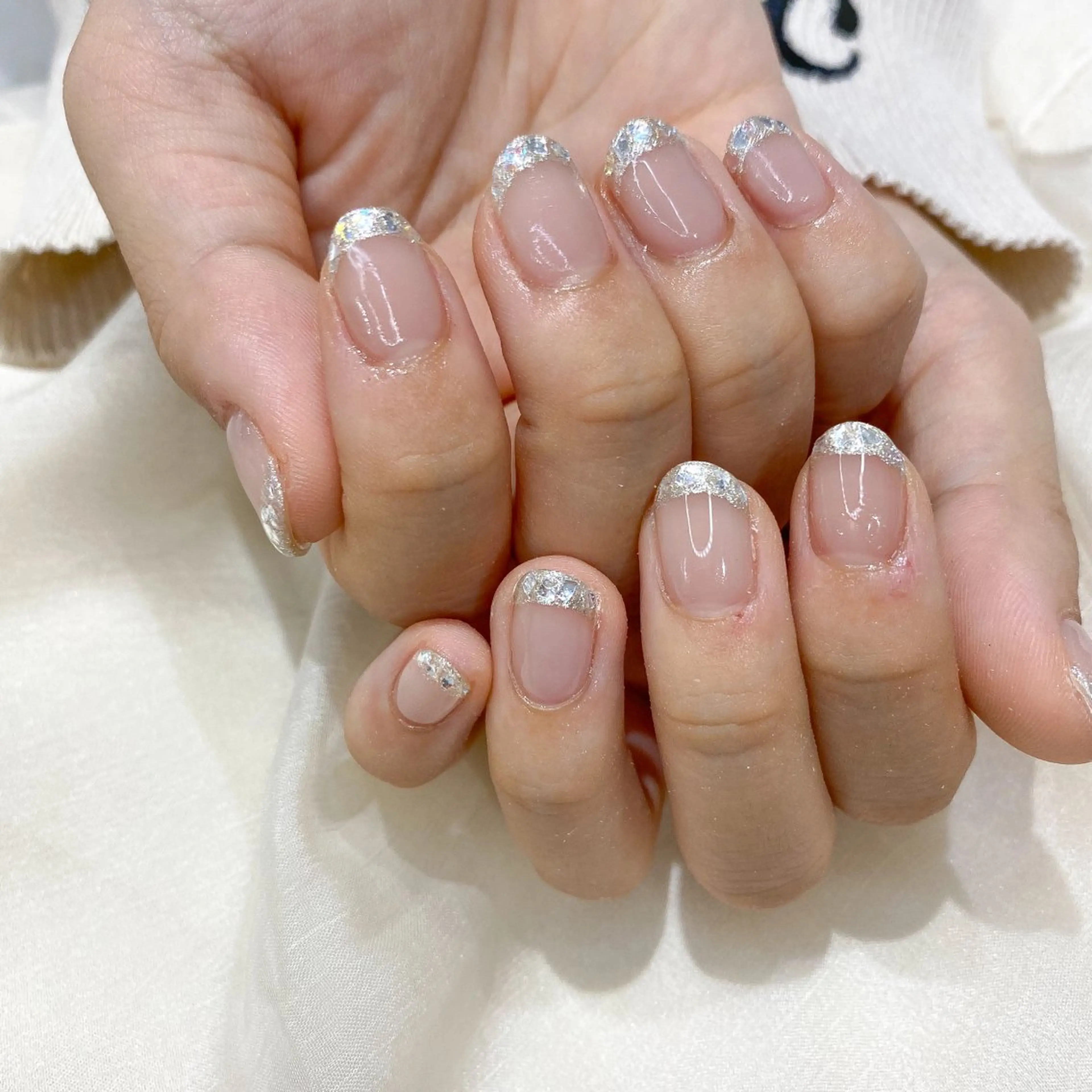 ネイル フレンチネイル ガラスフレンチ ネイル空間所属・muguet🎀 nailのネイルデザイン