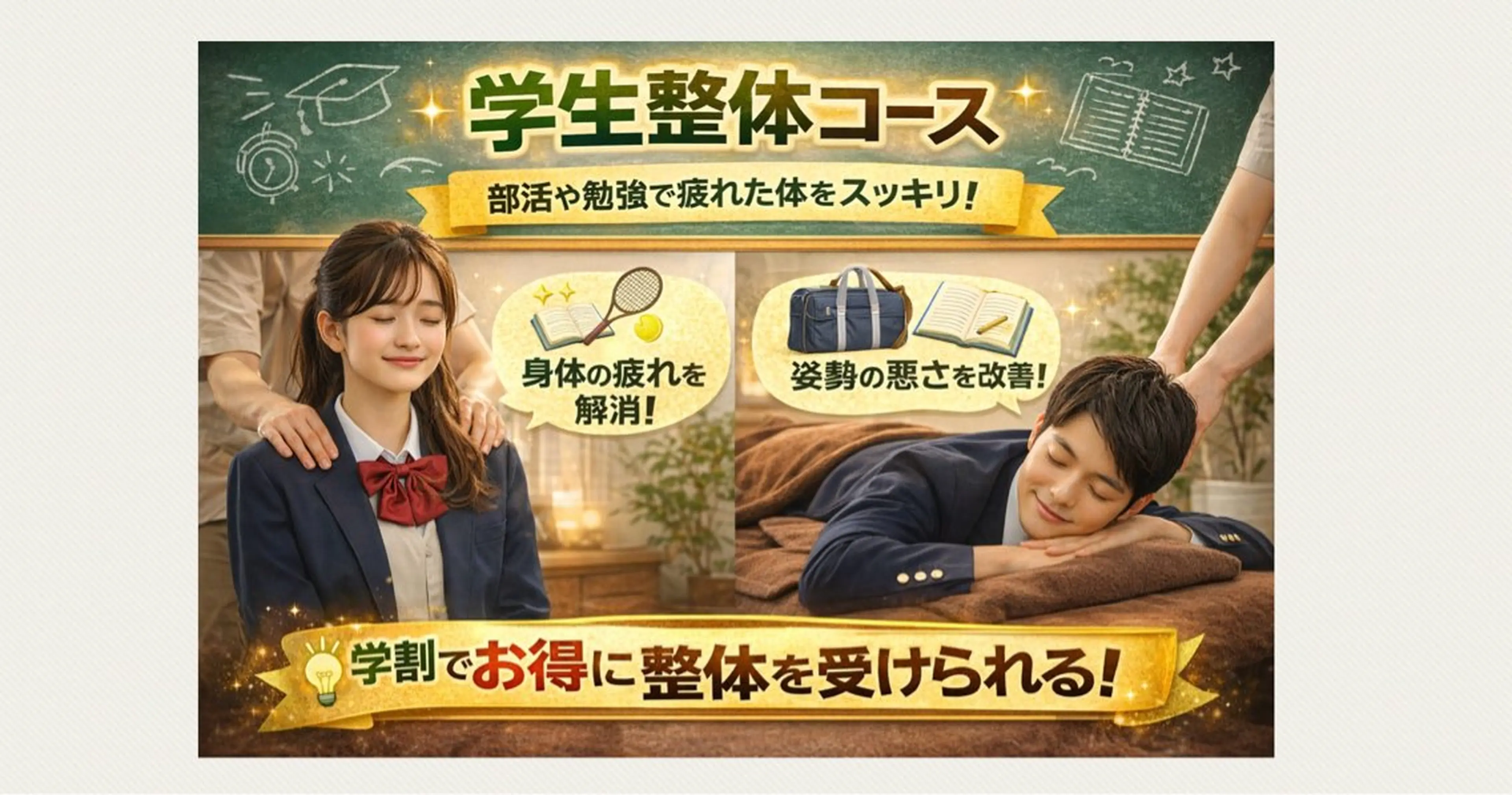 《学生限定》　整体×コンディショニングケアの写真