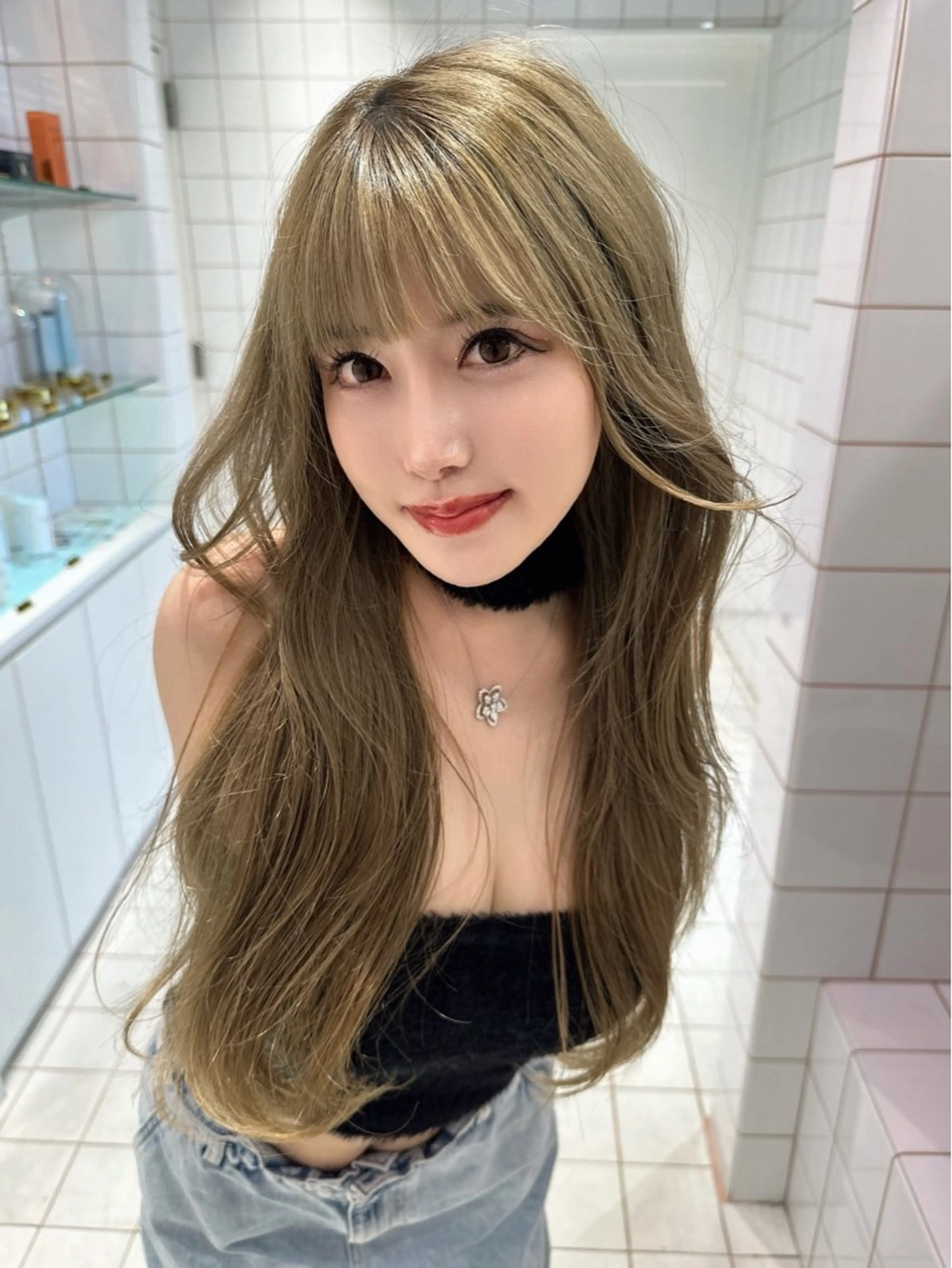 ロング カット ヘアカラー MASHU韓国ヘア/ レイヤー/透明感カラのヘアスタイル