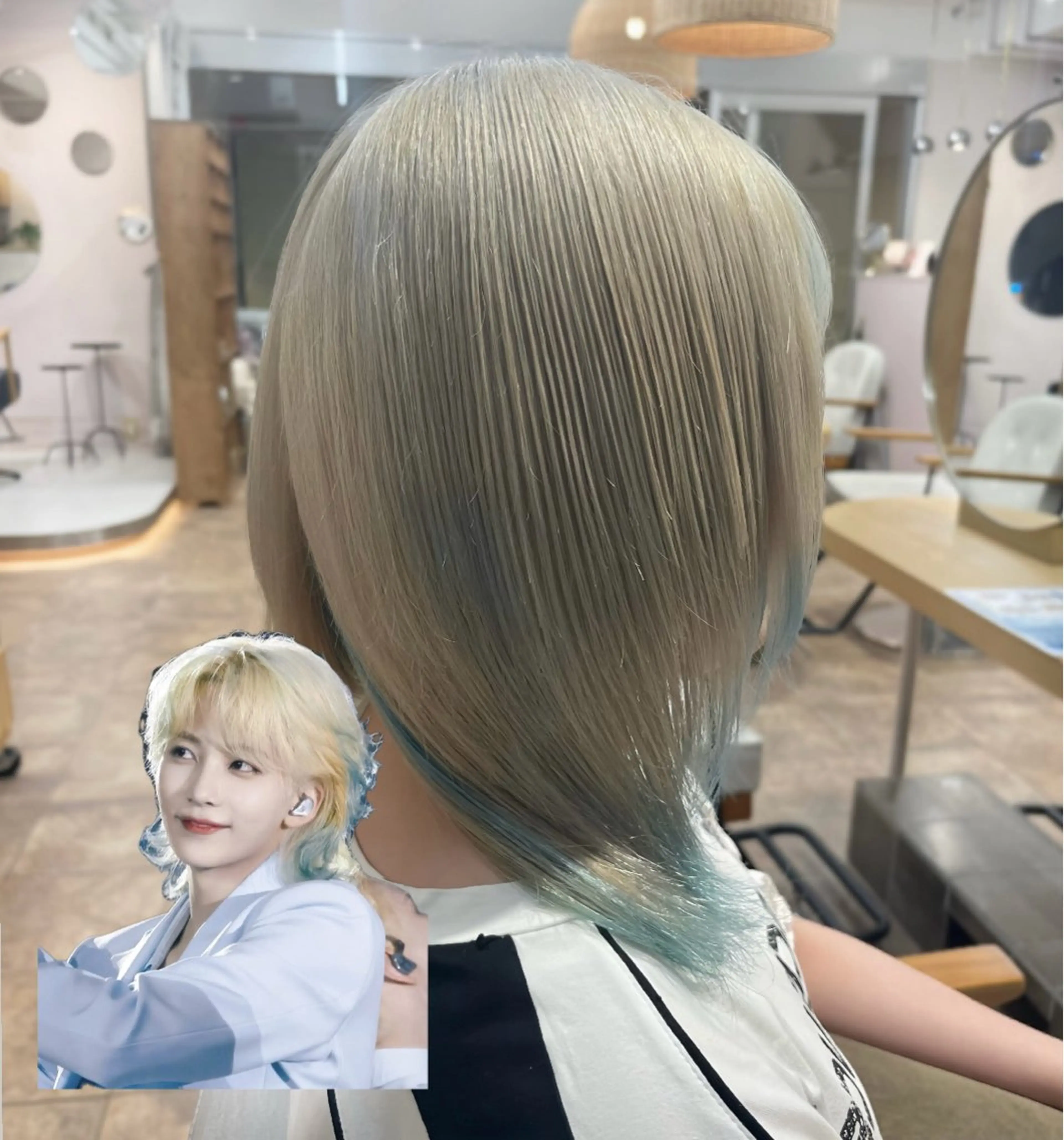 セミロング カラー デザインカラー 韓国風ヘア レイヤーカット カット ヘアカラー トリートメント 韓国ボブ☆メンズ カットYUTOのヘアスタイル