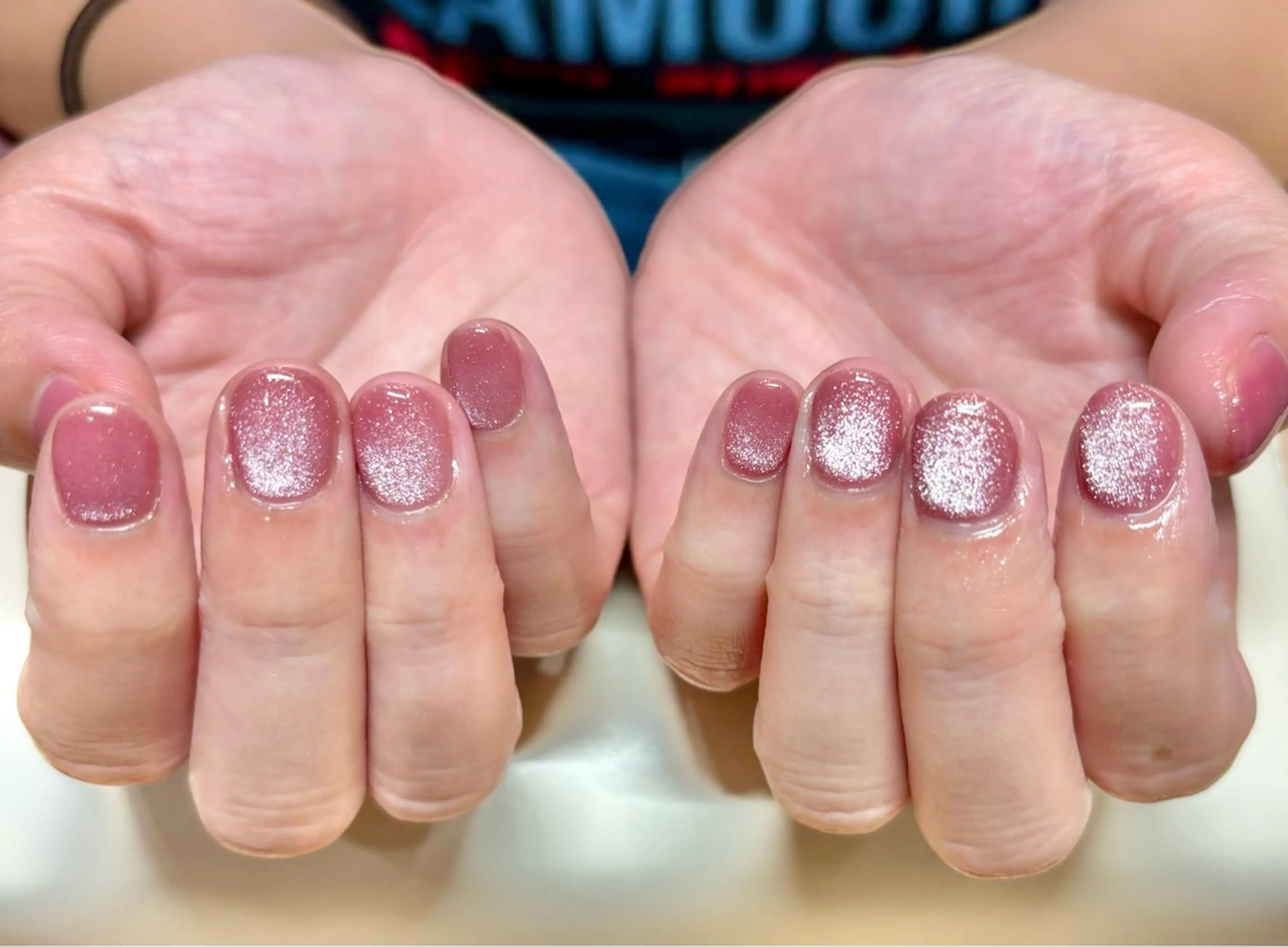 ネイル ジェルネイル マグネットネイル ワンカラーネイル パラジェル ピンク ハンドネイル パラスパガーデン ♡齊藤歩のネイルデザイン