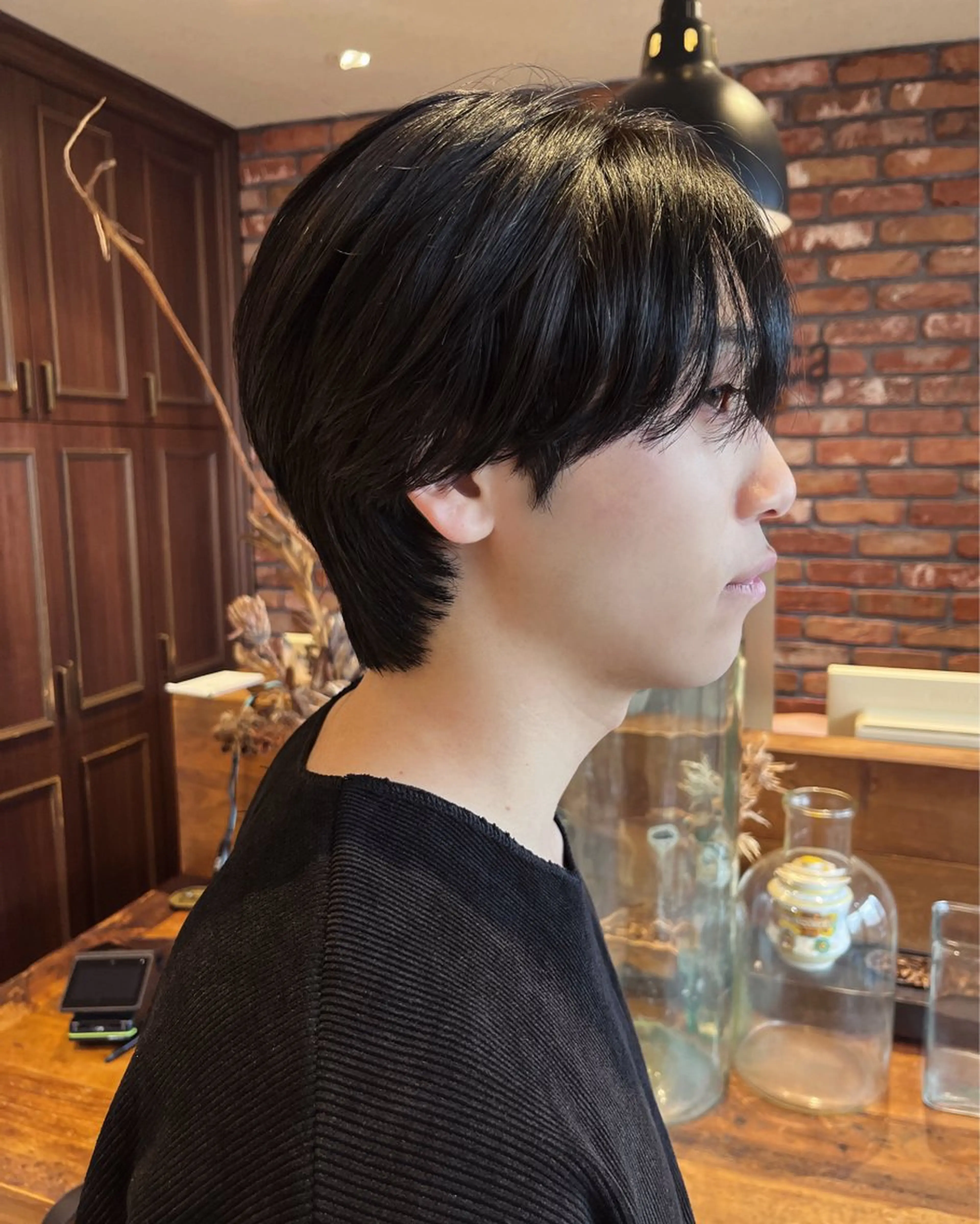 ミディアム メンズ マッシュ シースルーマッシュ Vicky オリーブ メンズカジュアルのヘアスタイル