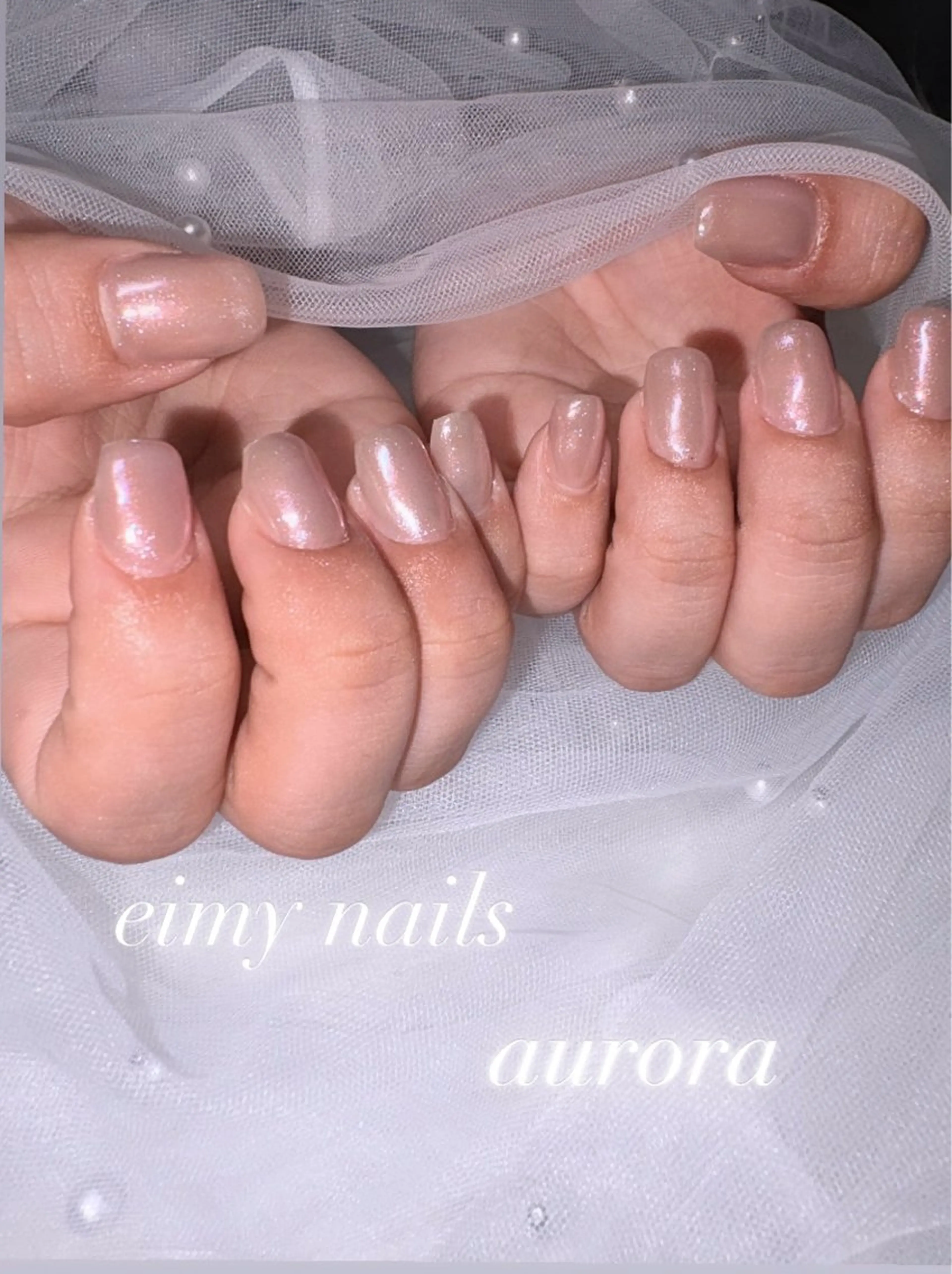 ネイル オーロラネイル ワンカラーネイル ピンク 春ネイル ハンドネイル 🤍eimy nails🤍所属・eimy nails♡のネイルデザイン