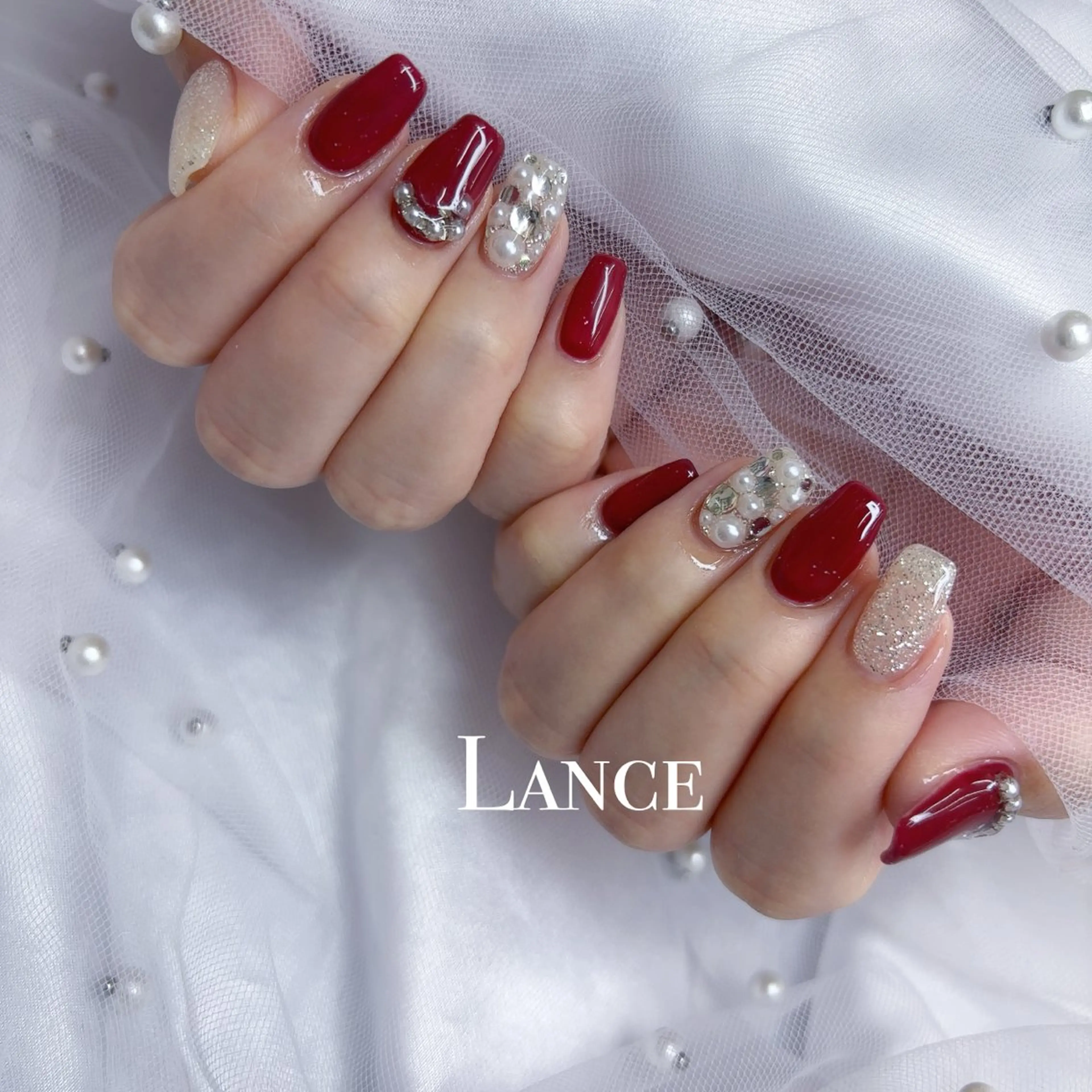 ネイル オーロラネイル フットネイル フレンチネイル ガラスフレンチ 氷ネイル・うるうるネイル ハンドネイル Lance nailのネイルデザイン