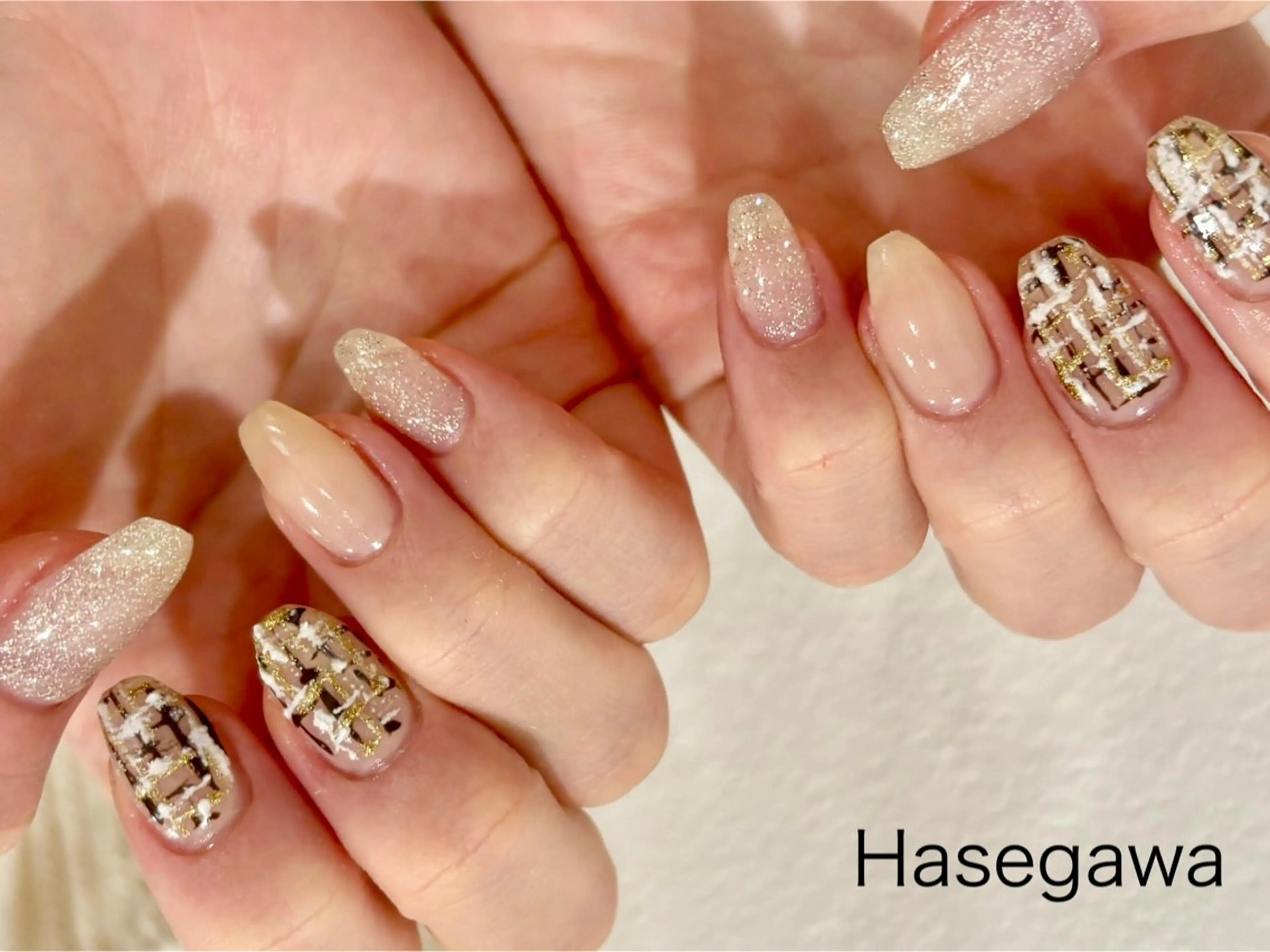 ネイル ツイードネイル ハンドネイル DROP所属・DROP 長谷川のネイルデザイン