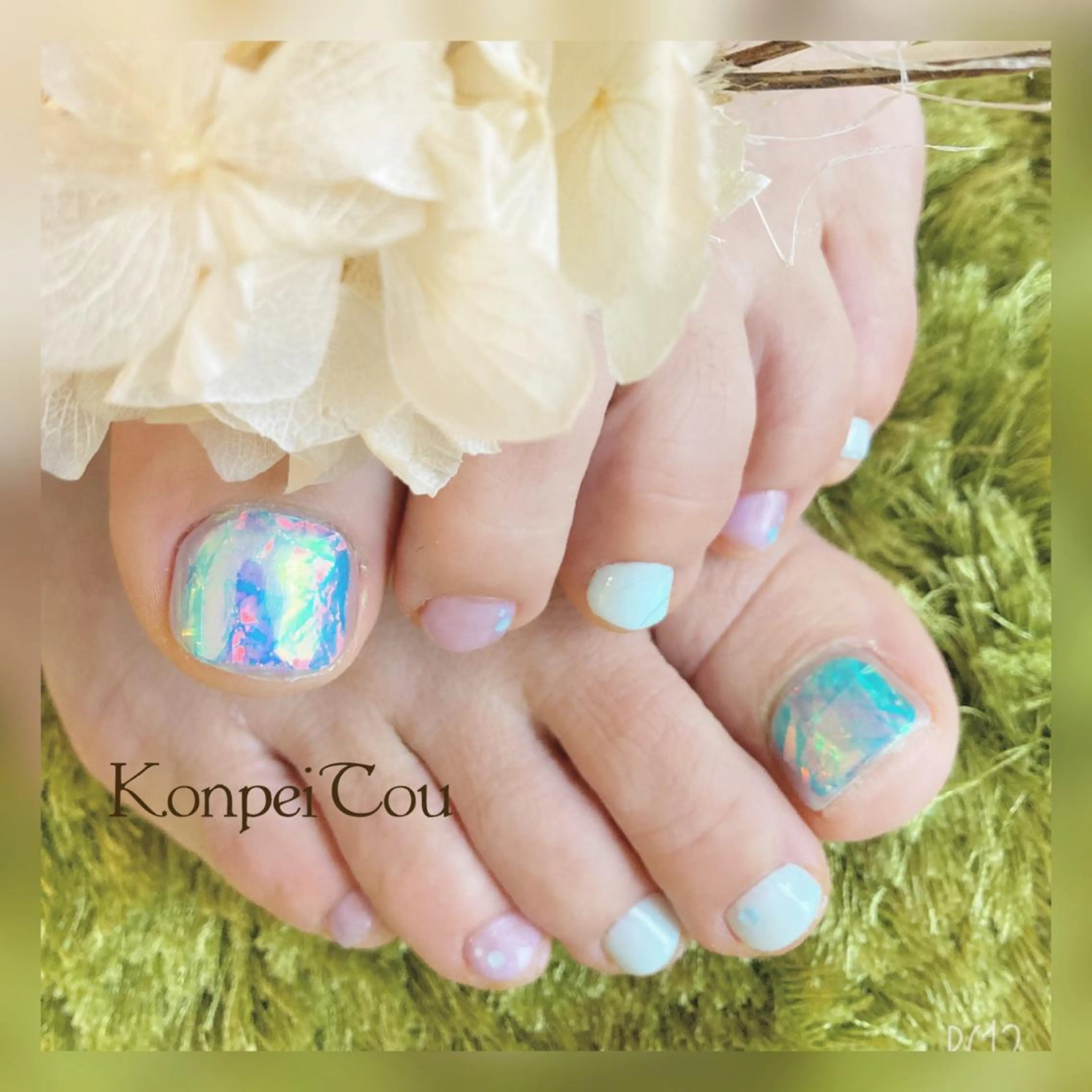ネイル フットネイル ジェルネイル フットネイル おうちのネイルサロン　konpeiTou〜こんぺいとう〜所属・おうちのネイルサロン KonpeiTouのネイルデザイン