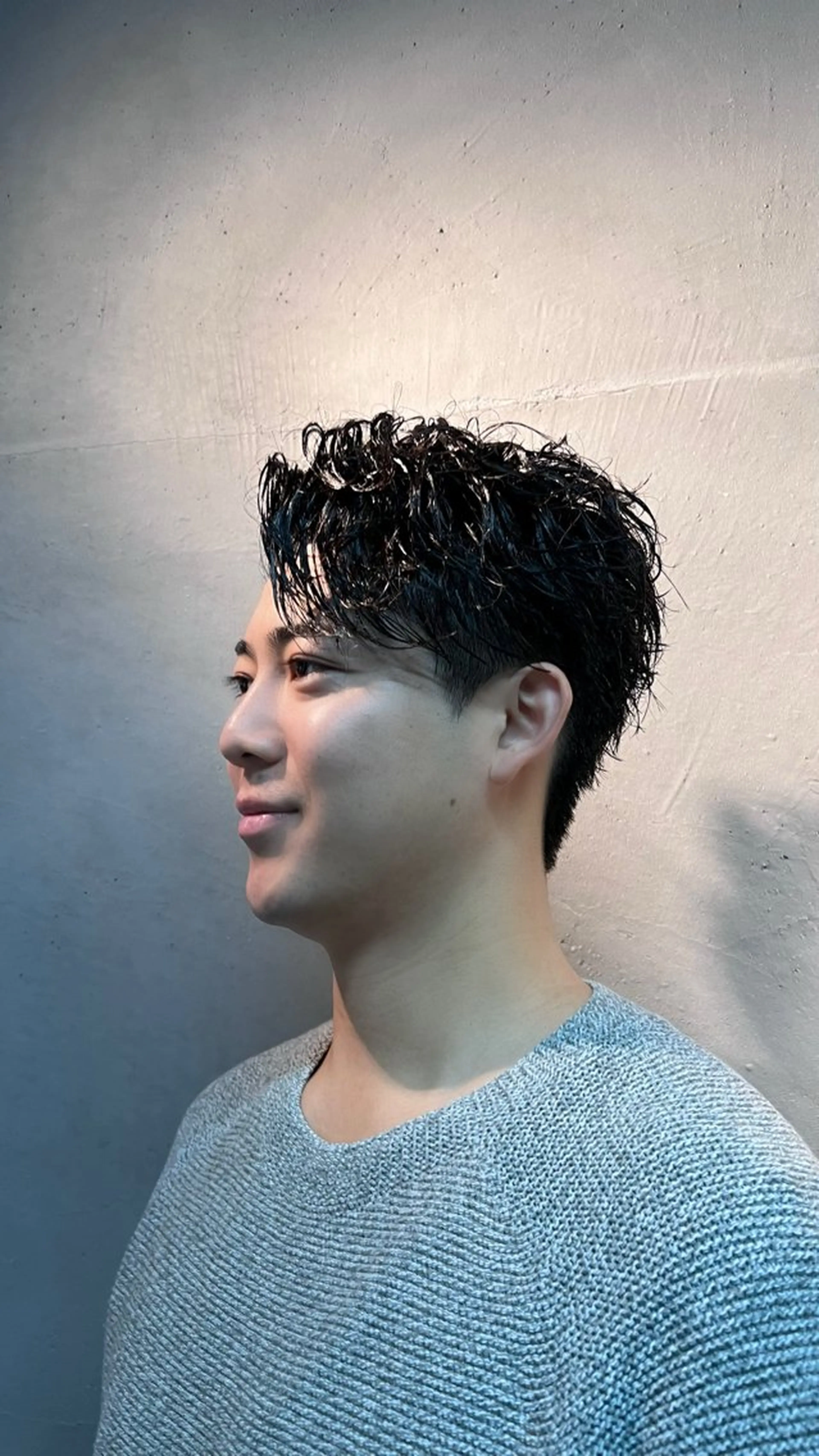 ショート パーマ メンズ センターパート かきあげバング カット パーマ Alo所属・💥メンズパーマ /表参道/モント💥のヘアスタイル