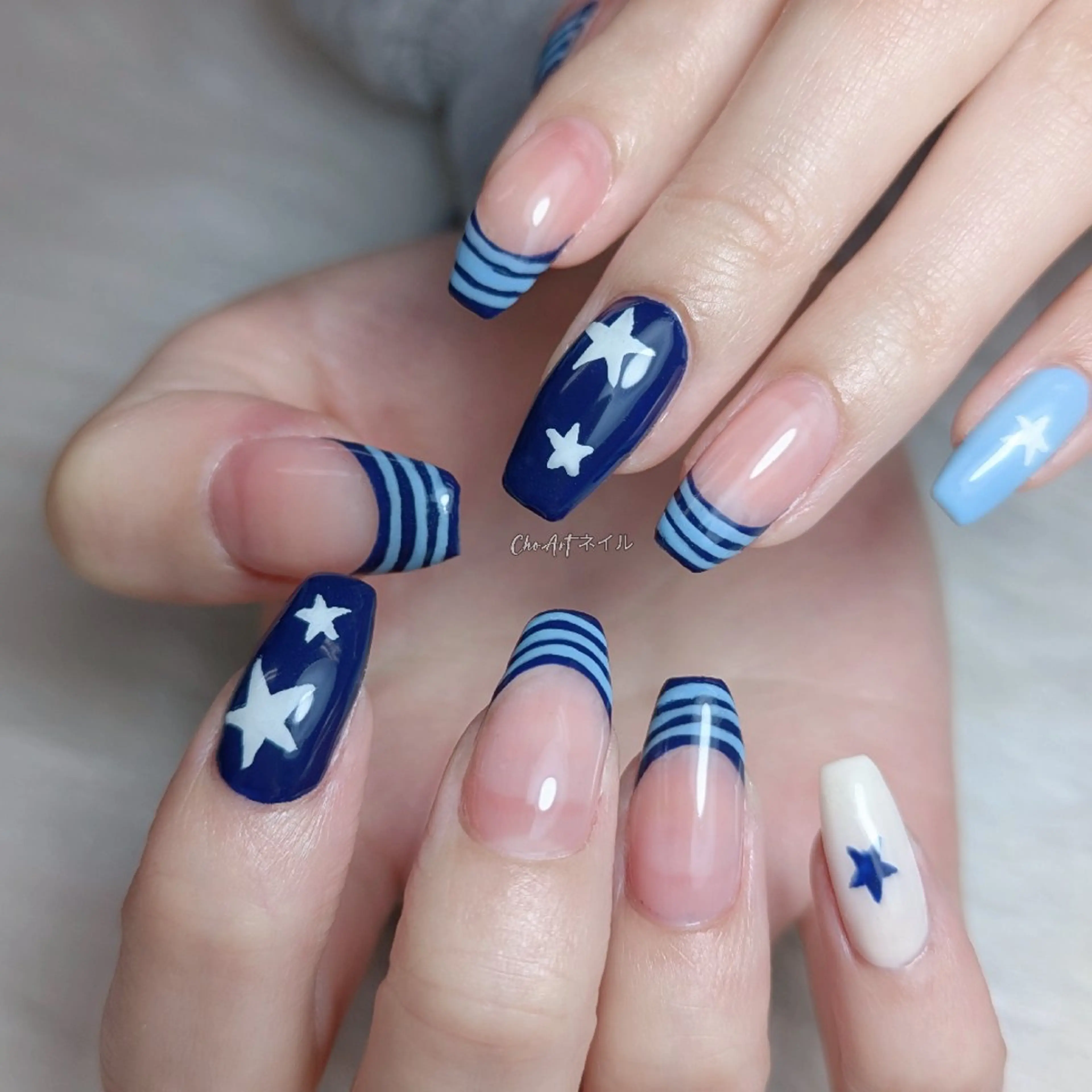 ネイル アートネイル フレンチネイル キラキラネイル ラメ(グリッター) マグネットネイル Cho Artネイル所属・Cho Art ネイルのネイルデザイン