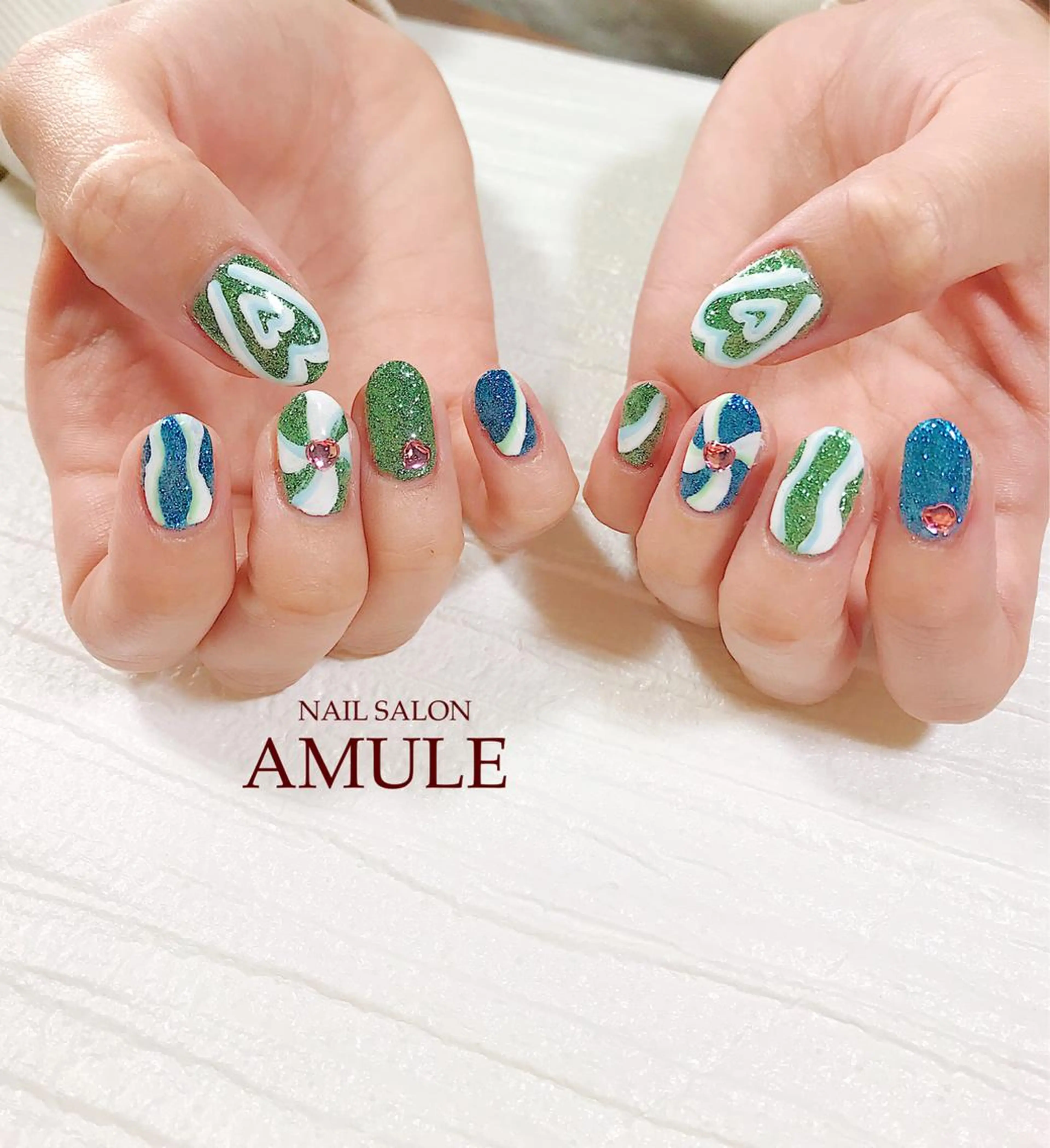 ネイル アートネイル ラメ(グリッター) ワンカラーネイル ハンドネイル NAILSALON AMULEのネイルデザイン