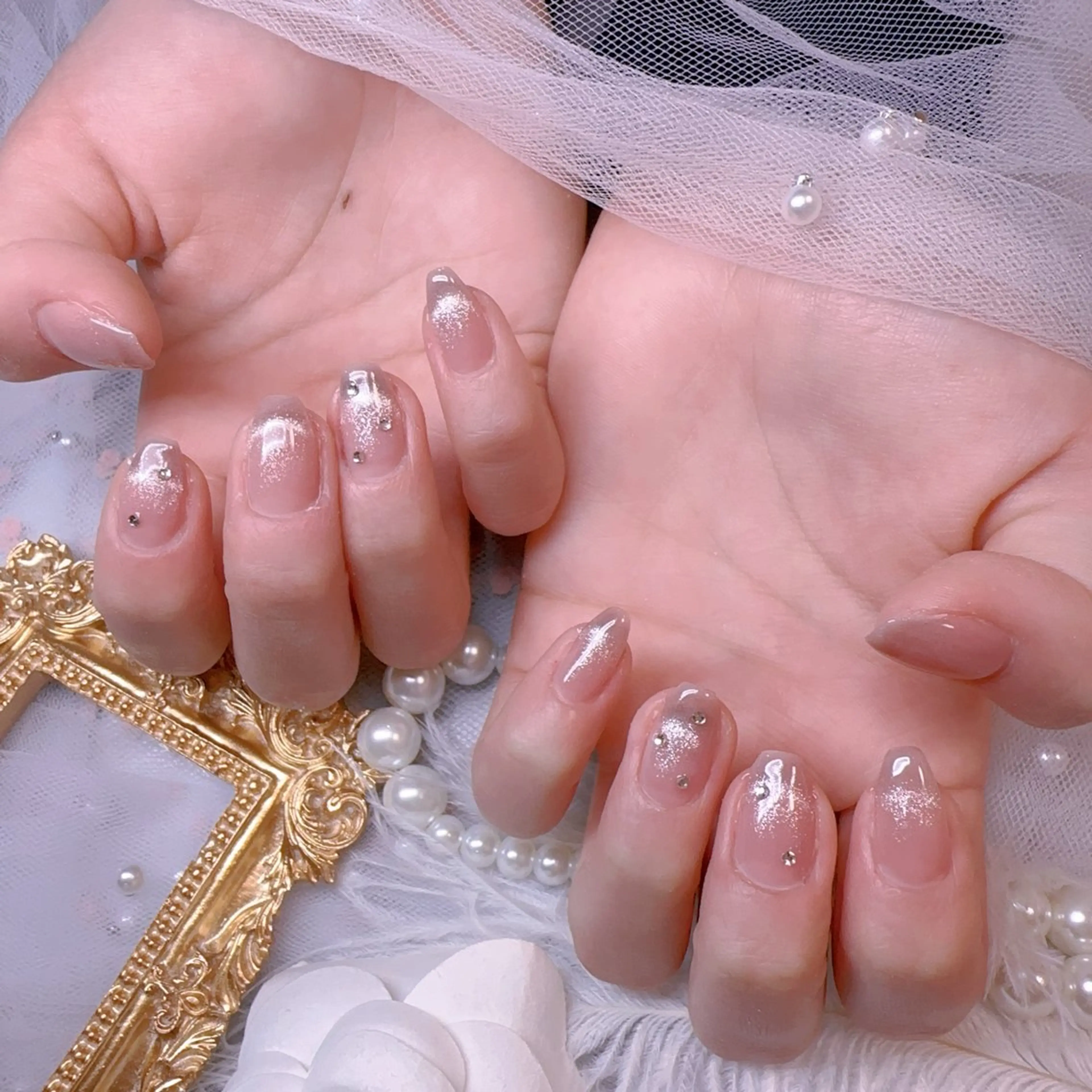 ネイル オーロラネイル フットネイル 韓国ネイル ラメ(グリッター) ラメグラデーション ハンドネイル Belle nail salon 新小岩のネイルデザイン