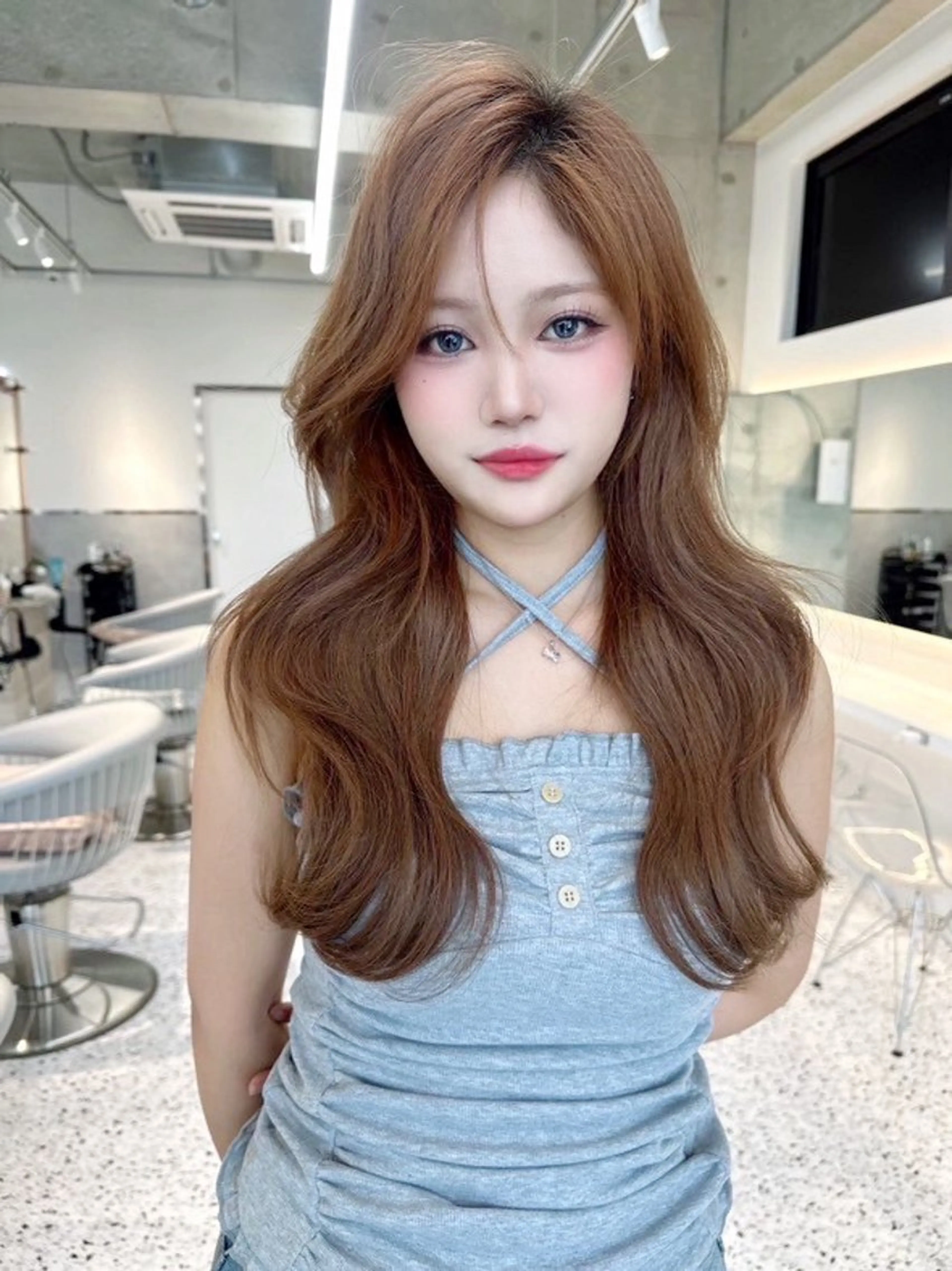 ロング カラー カット ヘアカラー トリートメント Lond mare レイヤーカット/韓国のヘアスタイル