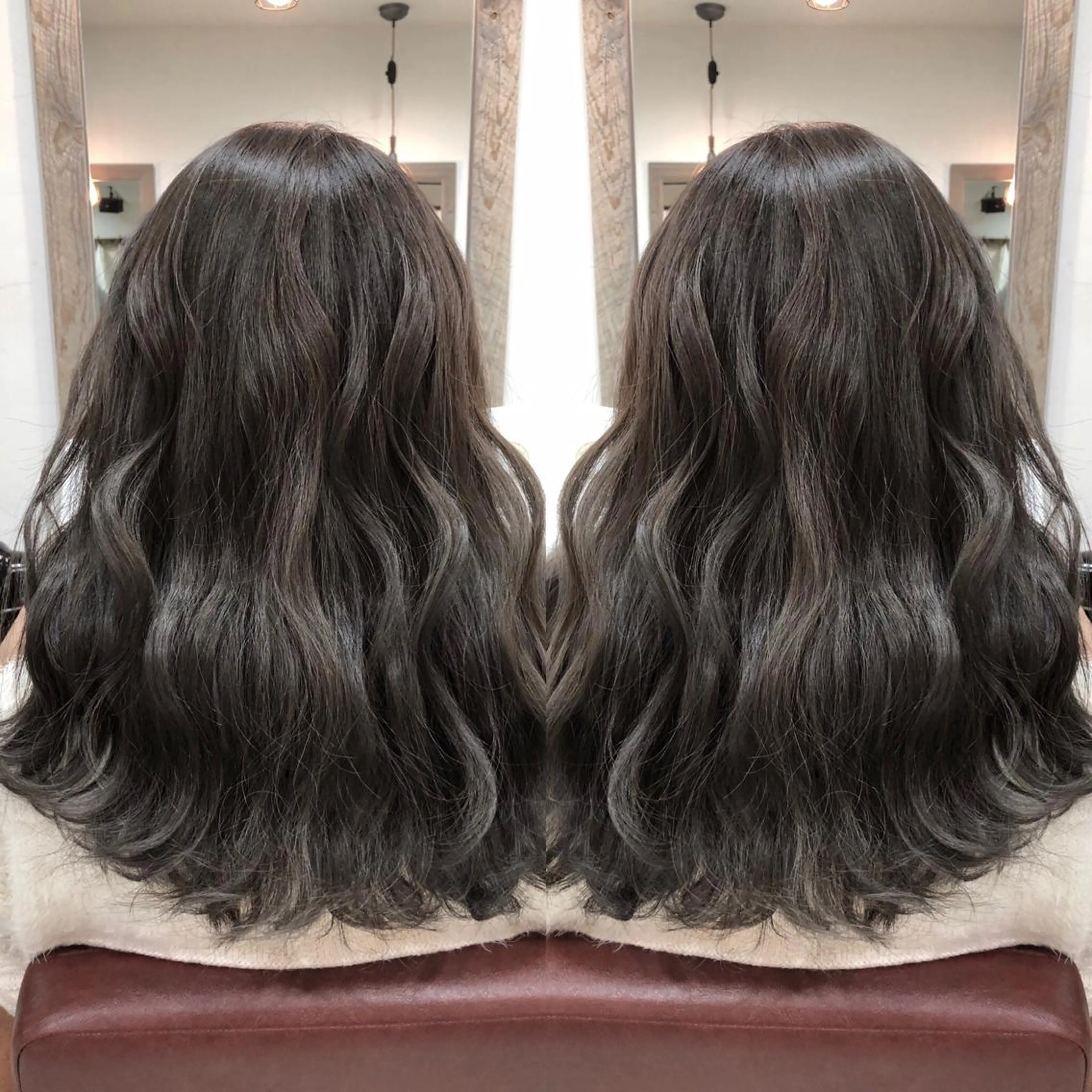 セミロング カラー アッシュ ブリーチ M IIのヘアスタイル