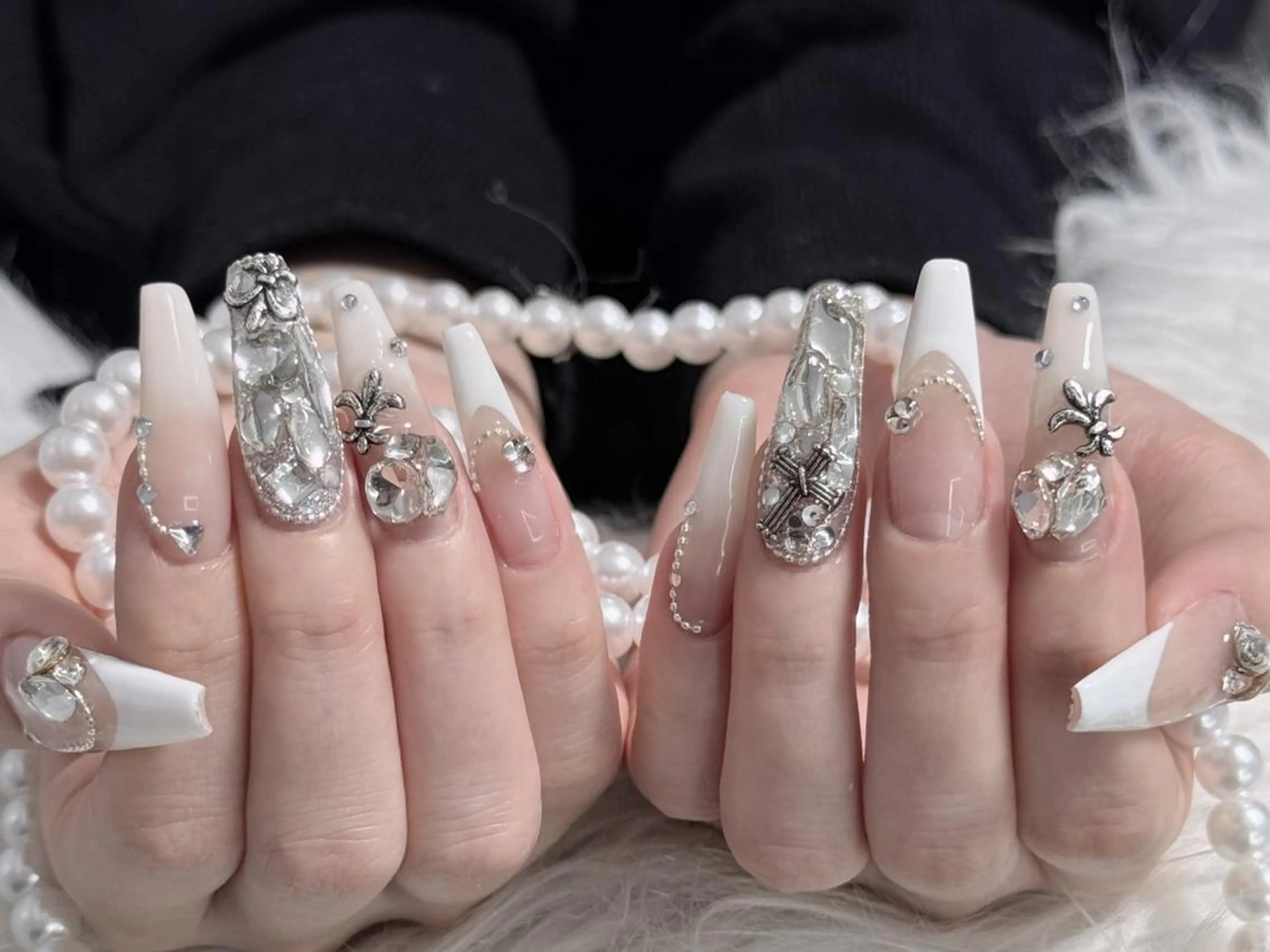 ネイル 長さ出し グラデーション 卒業式 キラキラネイル マグネットネイル YUNA Belle Nail 池袋のネイルデザイン