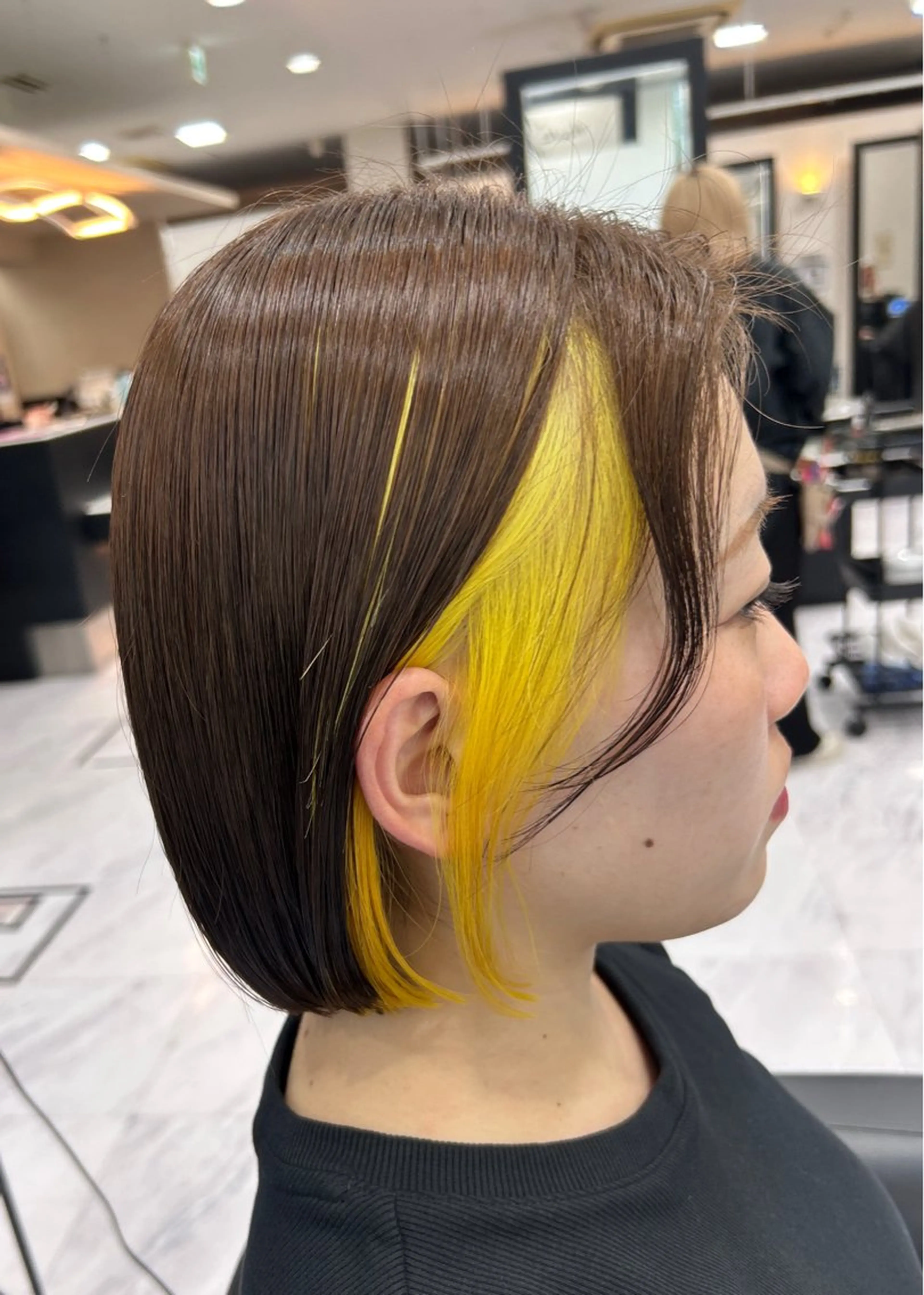ショート カラー ブラウンカラー イエローカラー ボブ ヘアカラー トリートメント 🍊小川実里🍊 /カラーレイヤーのヘアスタイル