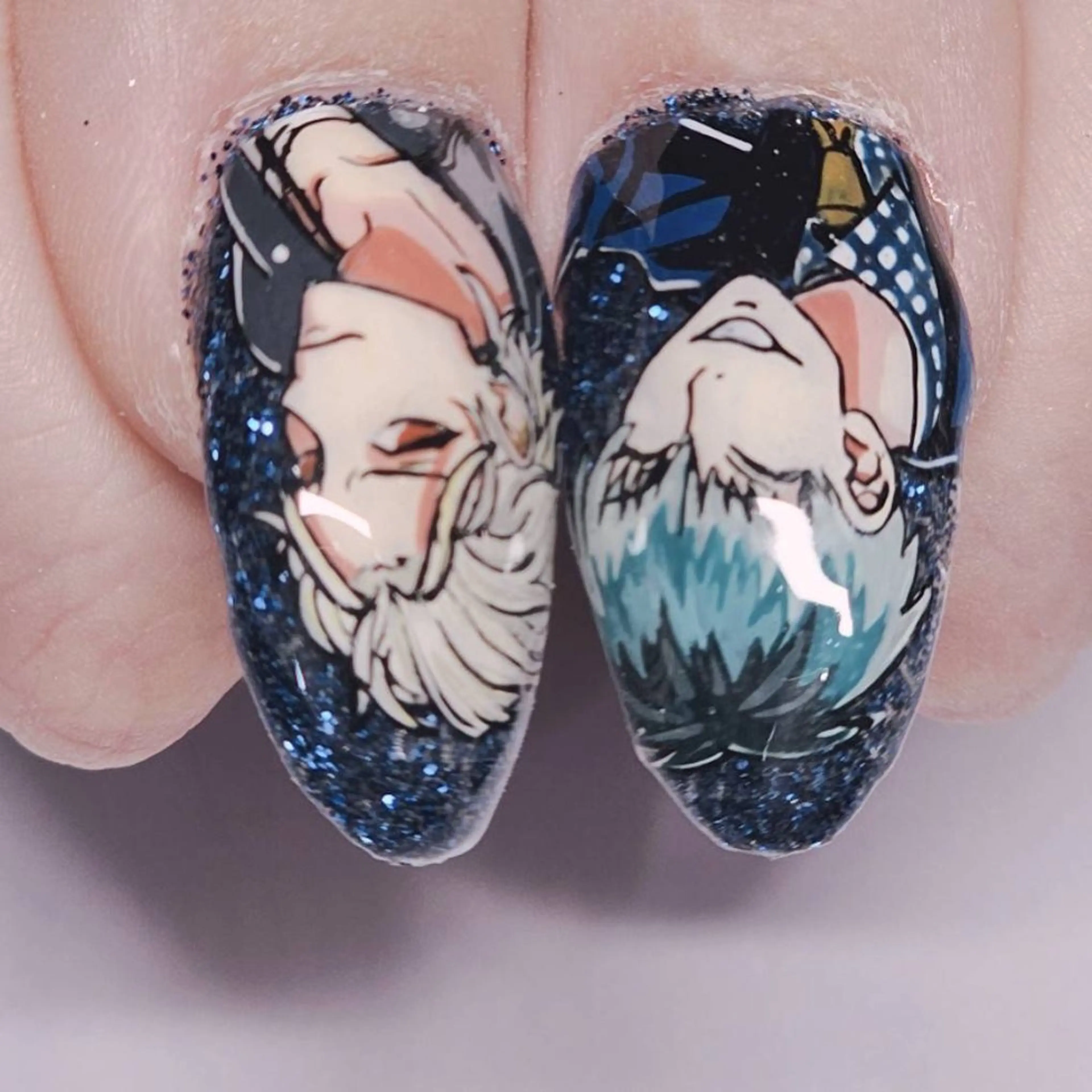 ネイル アートネイル ラメ(グリッター) ネイビー ワンカラーネイル ハンドネイル よしだ ひろきのネイルデザイン