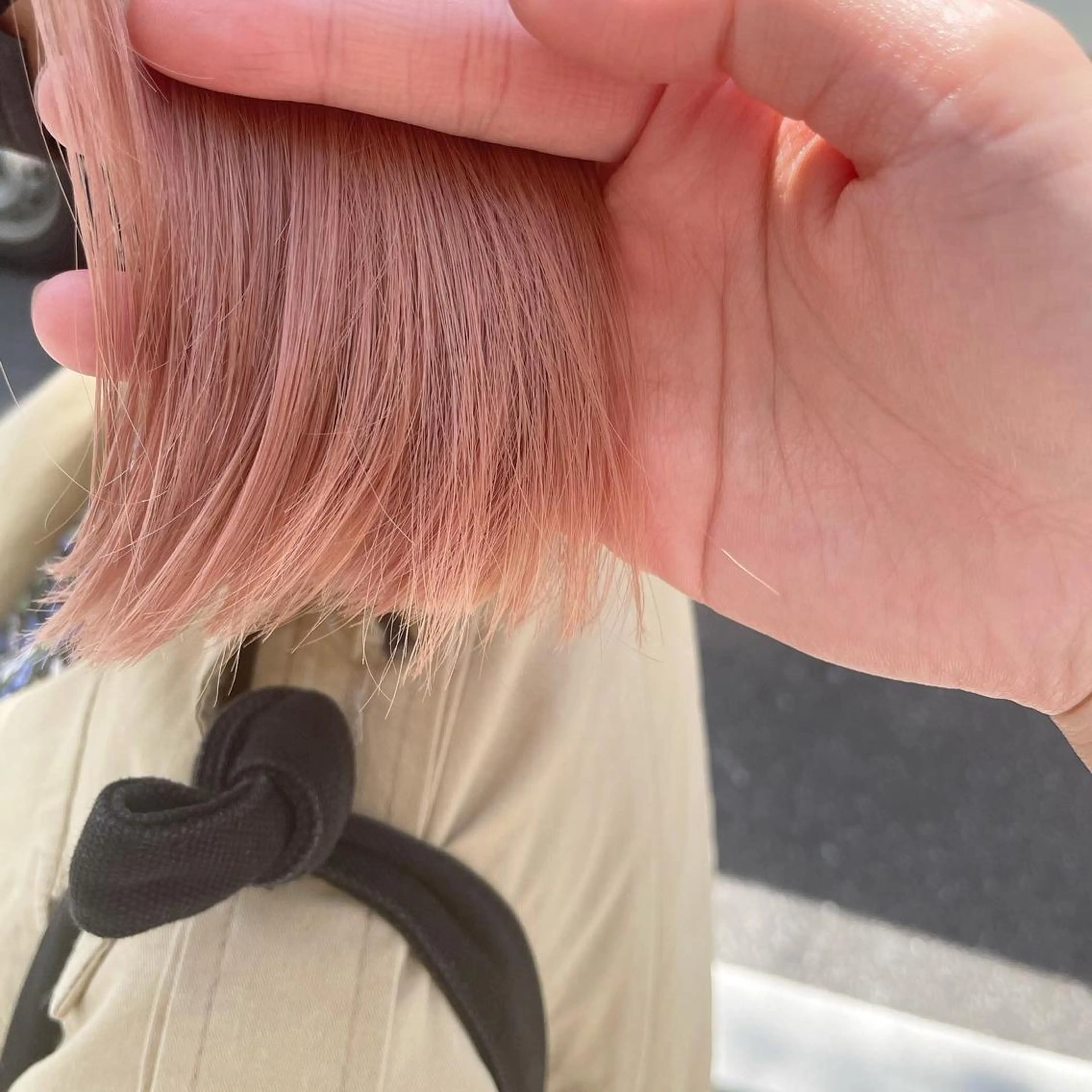 ミディアム カラー ベージュカラー ブリーチ ピンクカラー ピンクベージュ 福島成美/髪質改善 縮毛矯正/カラーのヘアスタイル