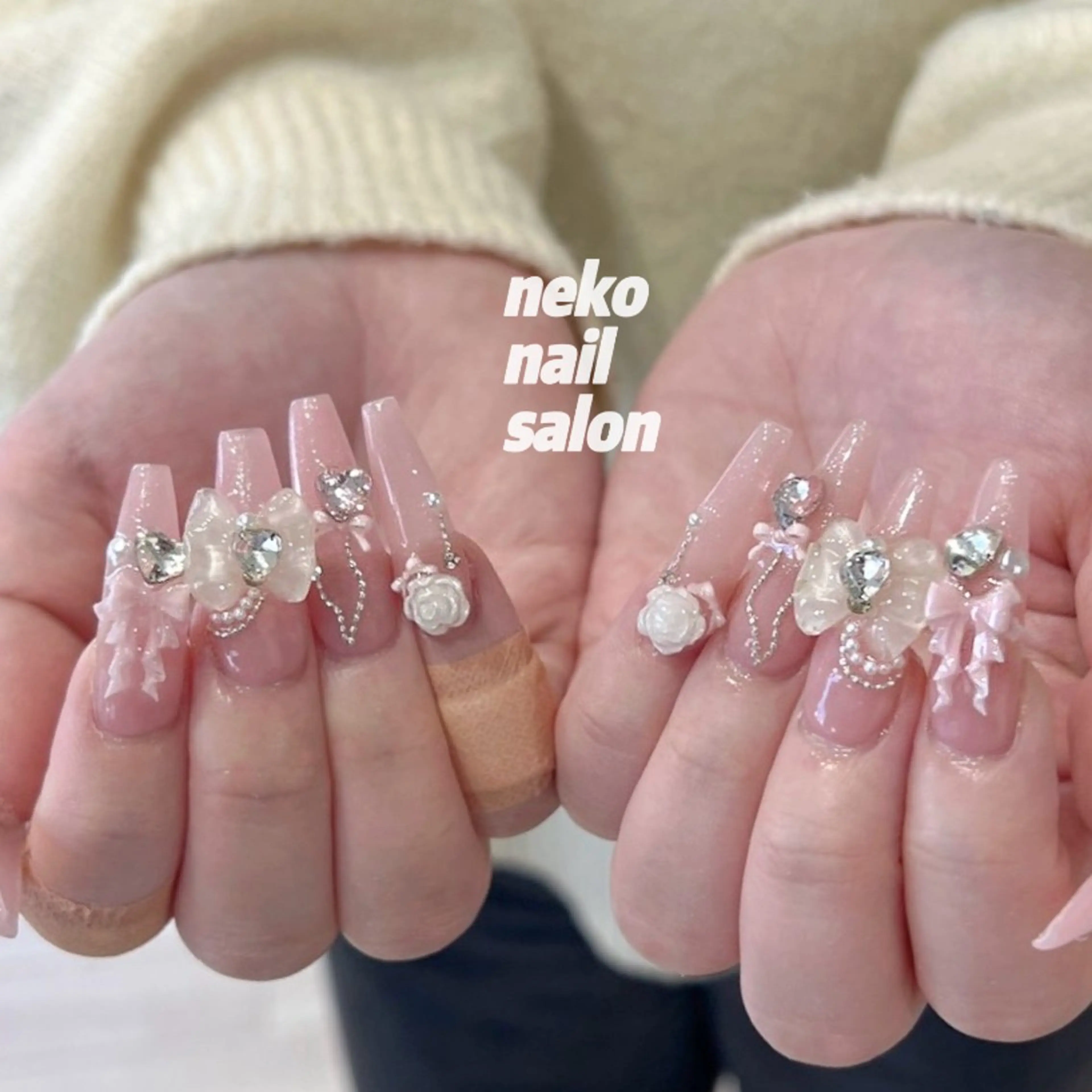 ネイル ロングネイル ネイルチップ ワンホンネイル ハンドネイル neko nail所属・neko nailのネイルデザイン