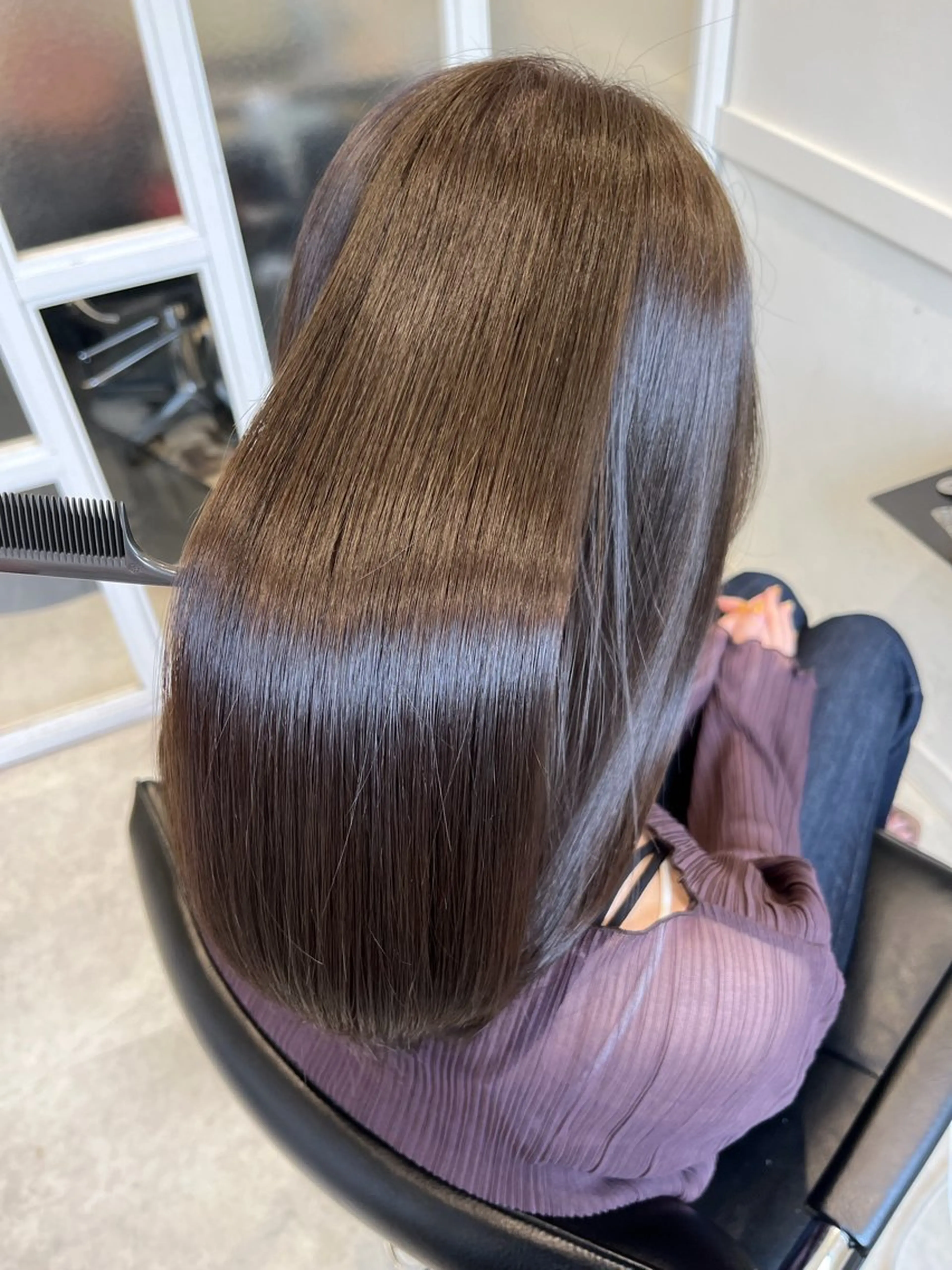 ロング 縮毛矯正/髪質改善 /レイヤー/韓国のヘアスタイル