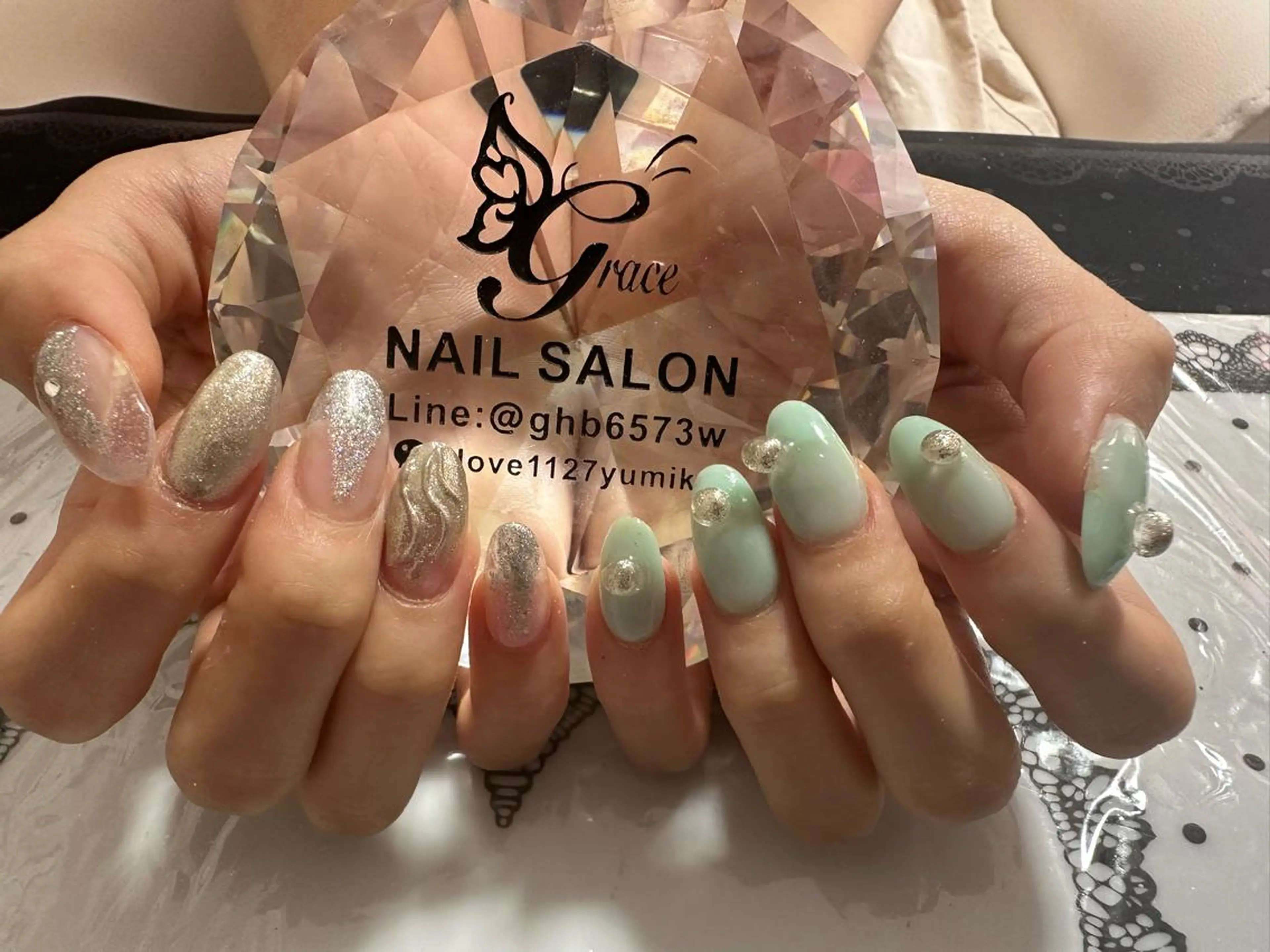 セミロング ネイル 持ち込み スカルプネイル grace グレースのネイルデザイン